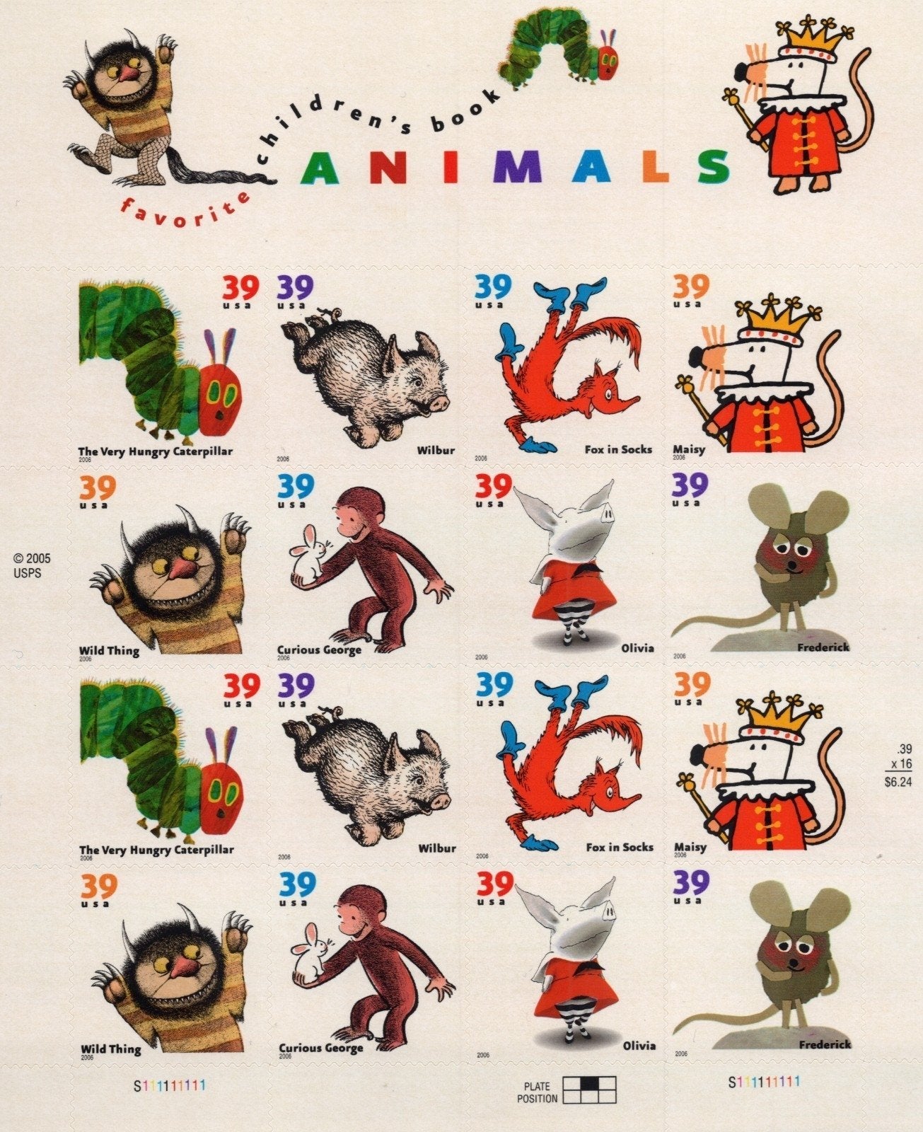 US 3987-3994 Mint Sheet (MNH) Favorite Children's Book 39-Cent 2006 ZAYIX