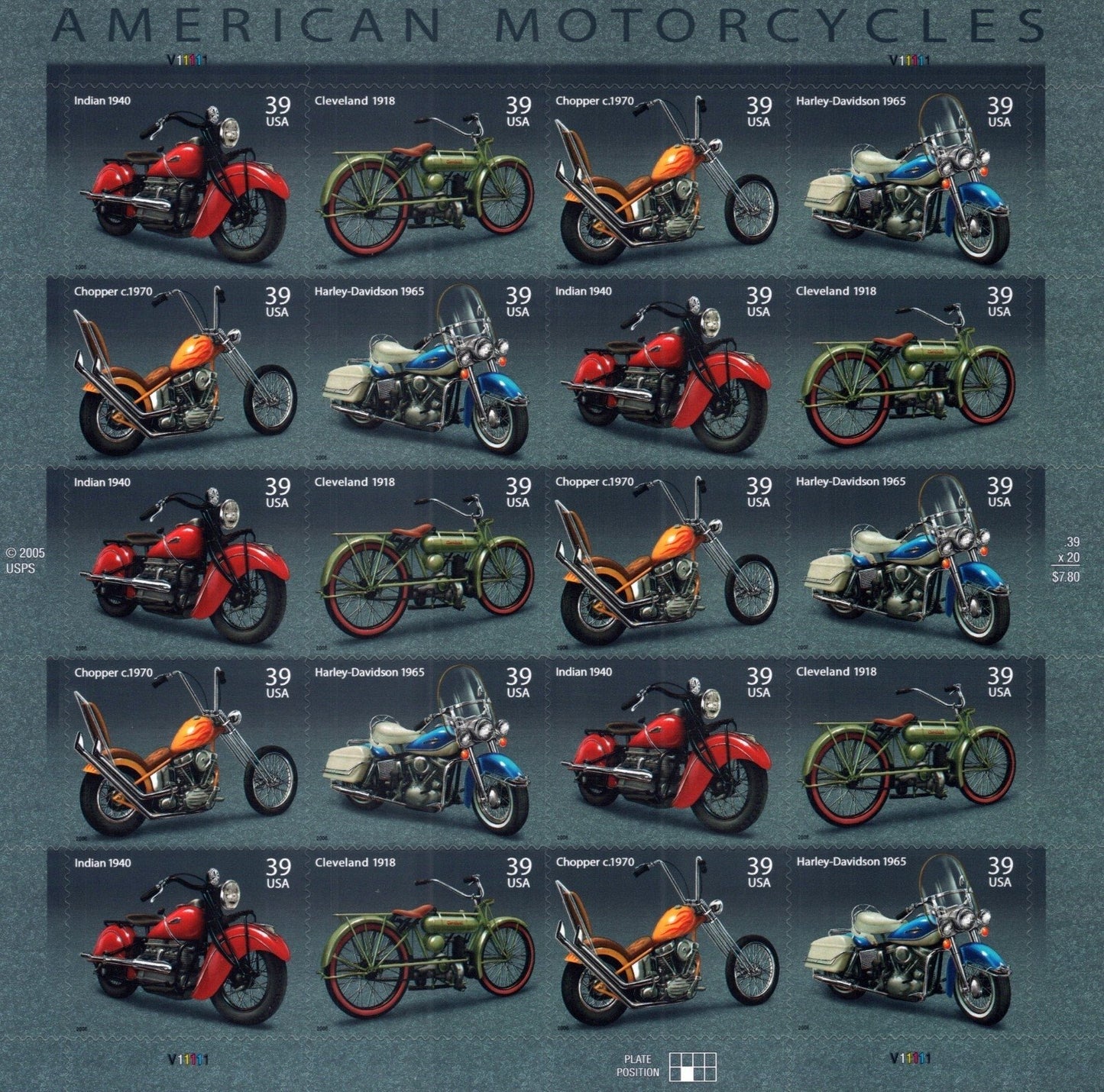 US 4085-4088 Mint Sheet (MNH) American Motorcycles 39-Cent 2006 ZAYIX