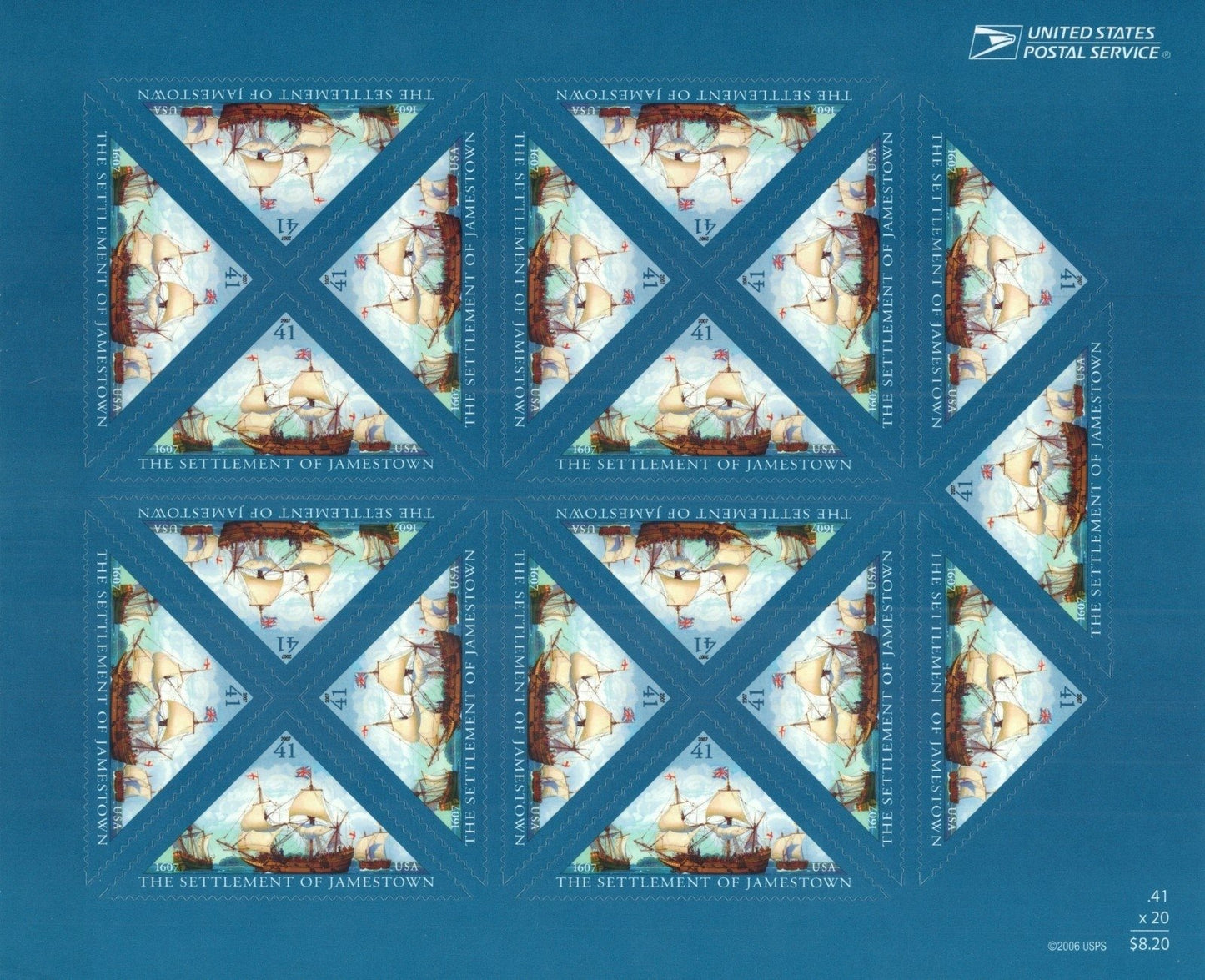 US 4136 Mint Sheet (MNH) Settlement Of Jamestown 41-Cent 2007 ZAYIX