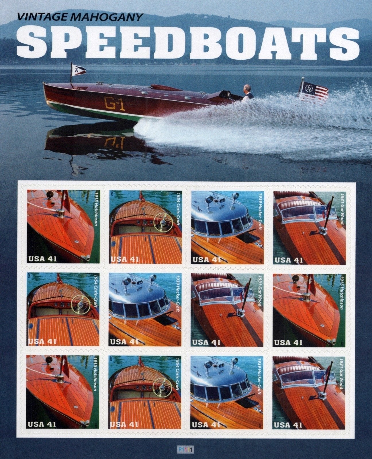 US 4160-4163 Mint Sheet (MNH) Vintage Mahogany Speedboats 41-Cent 2007 ZAYIX