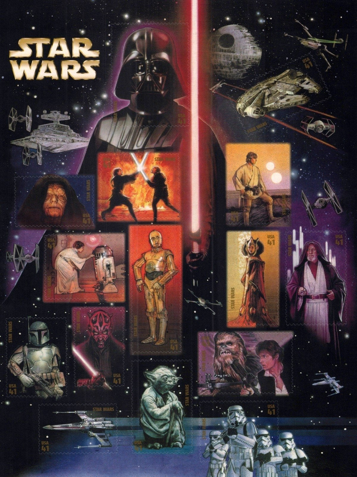 US 4143 Mint Sheet (MNH) Star Wars Movies 41-Cent 2007 ZAYIX