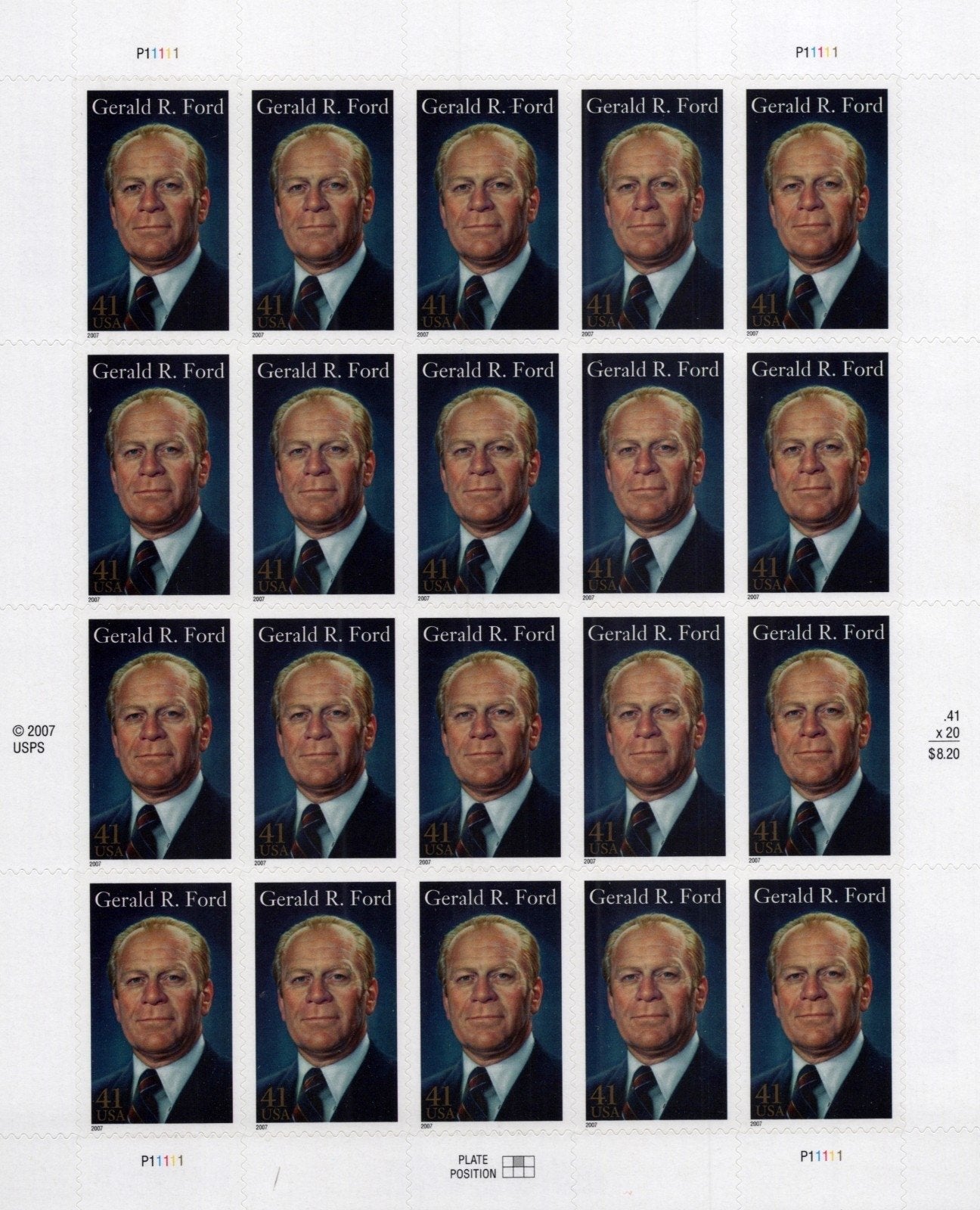 US 4199 Mint Sheet (MNH) Gerald Ford Vice President 41-Cent 2007 ZAYIX