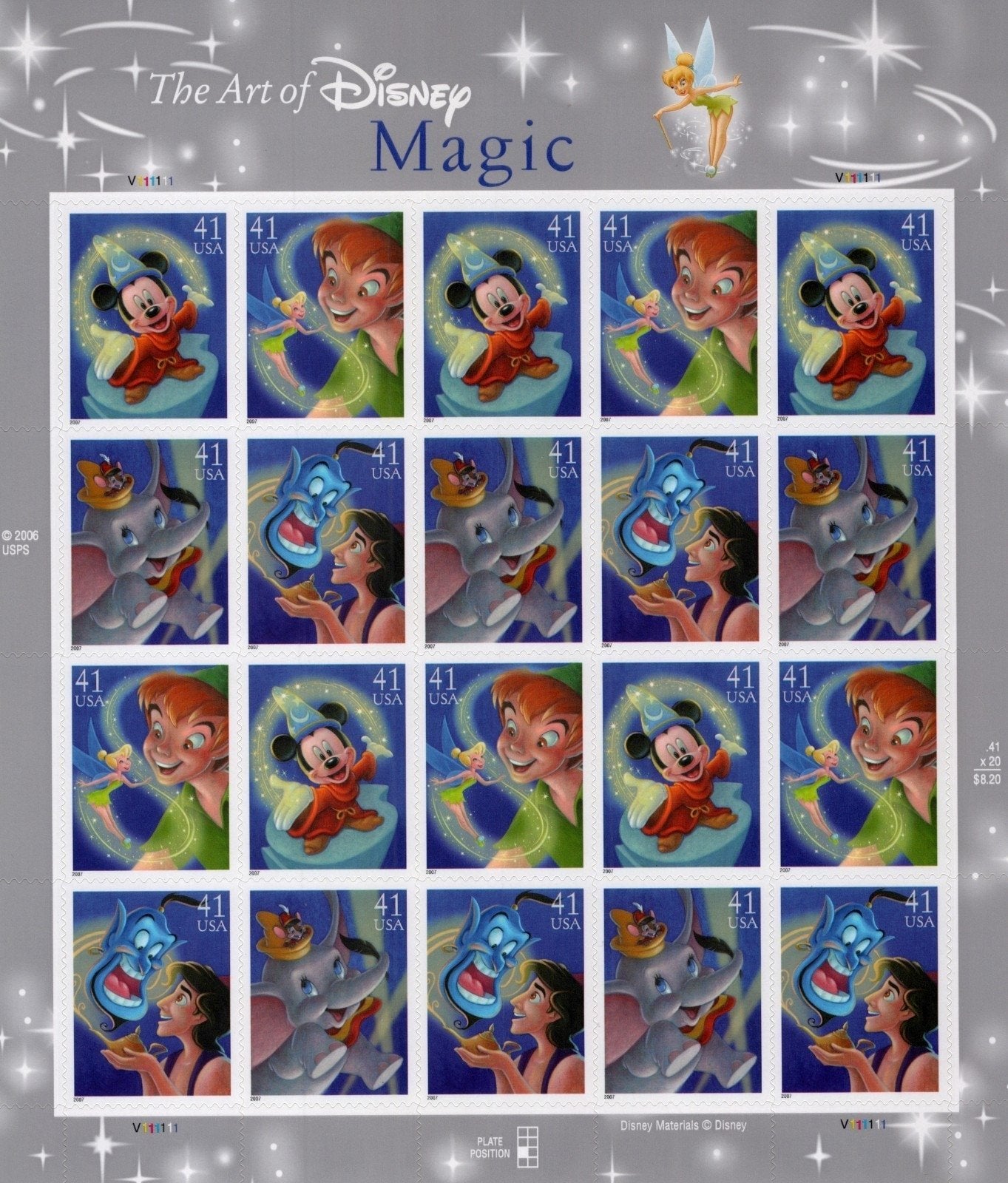 US 4192-4195 Mint Sheet (MNH) The Art Of Disney Magic 41-Cent 2007 ZAYIX