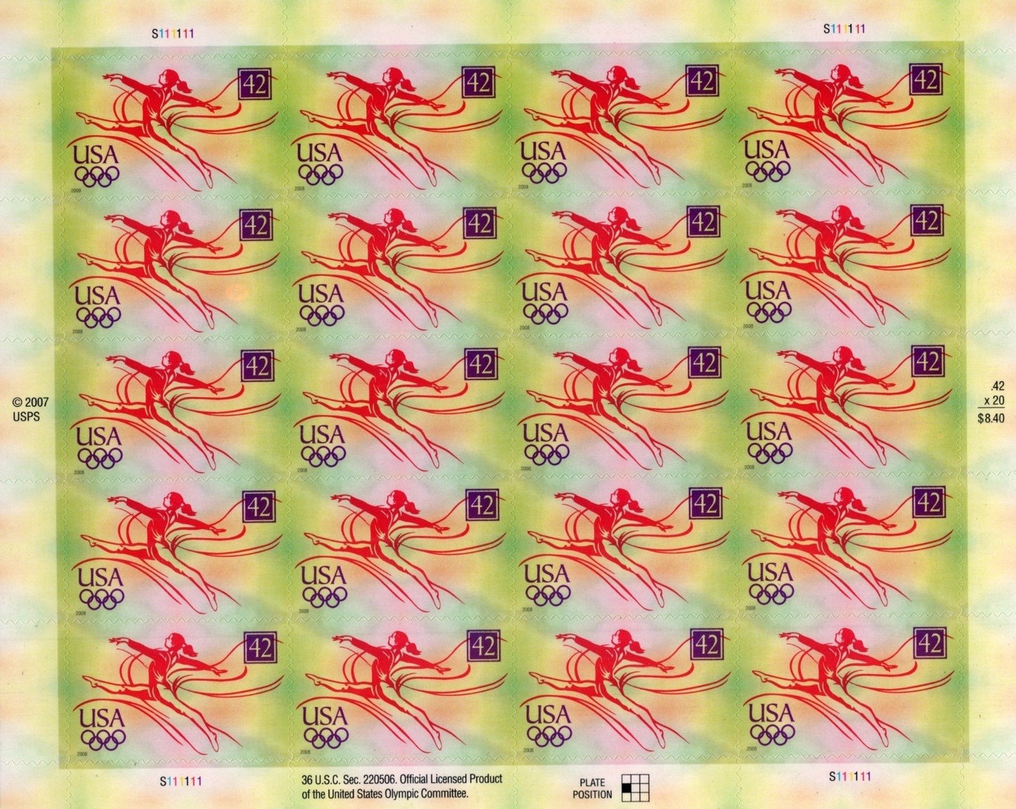 US 4334 Mint Sheet (MNH) Beijing Summer Olympics 42-Cent 2008 ZAYIX