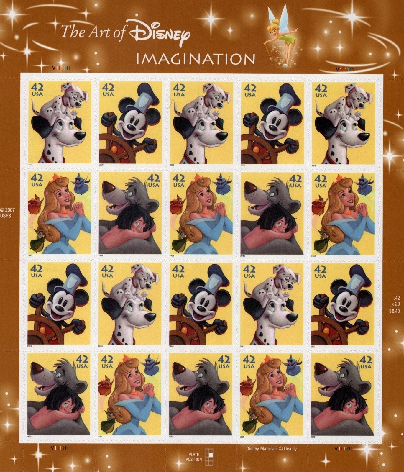 US 4342-4345 Mint Sheet (MNH) The Art Of Disney Imagination 42-Cent 2008 ZAYIX