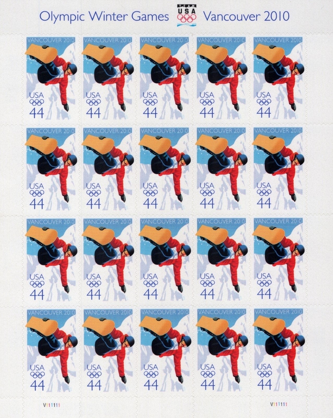 US 4436 Mint Sheet (MNH) Winter Olympic Games Vancouver 44-Cent 2009 ZAYIX