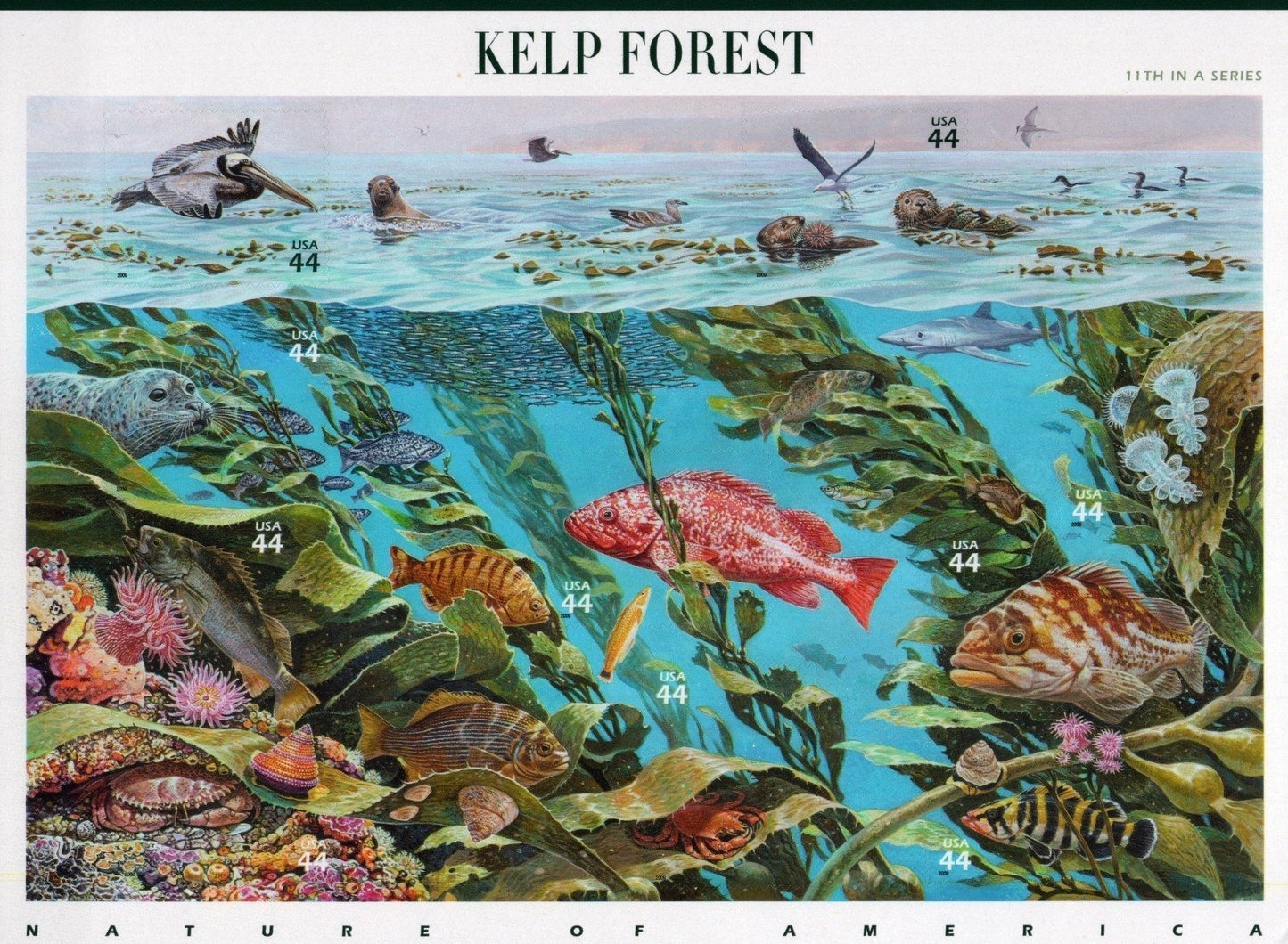 US 4423 Mint Sheet (MNH) Kelp Forest Miniature Sheet 44-Cent 2009 ZAYIX