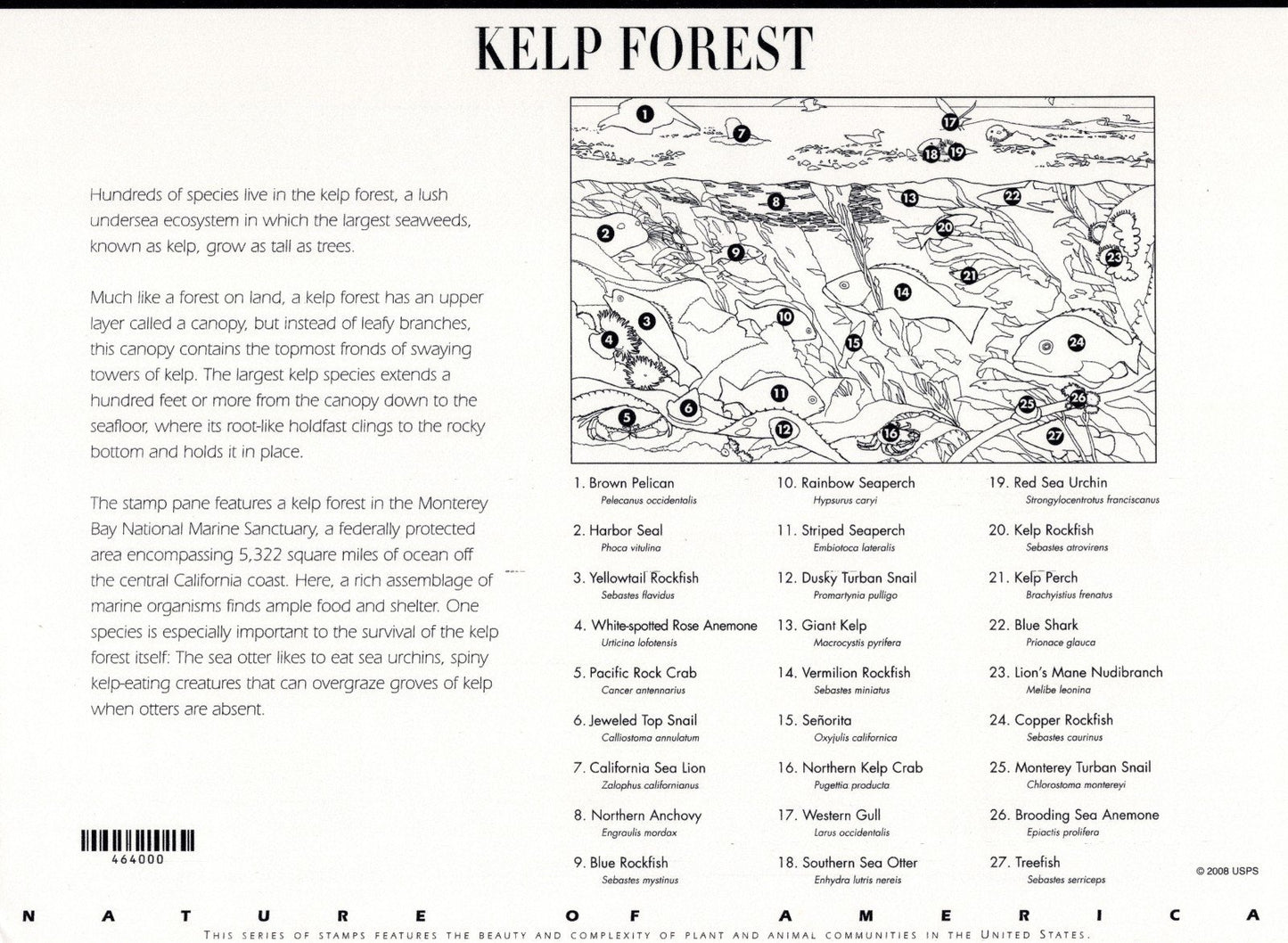 US 4423 Mint Sheet (MNH) Kelp Forest Miniature Sheet 44-Cent 2009 ZAYIX