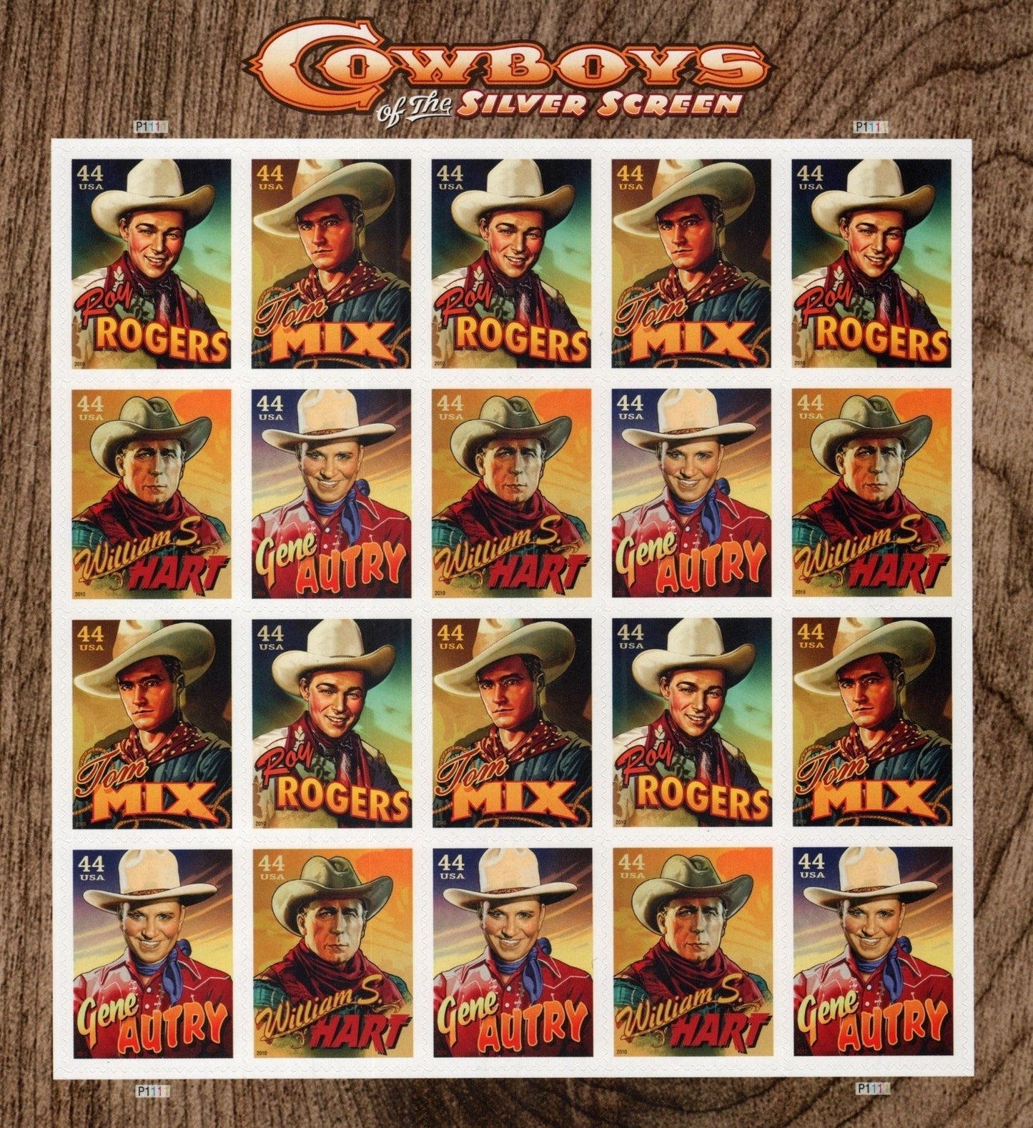 US 4446-4449 Mint Sheet (MNH) Cowboys Of The Silver Screen 44-Cent 2010 ZAYIX