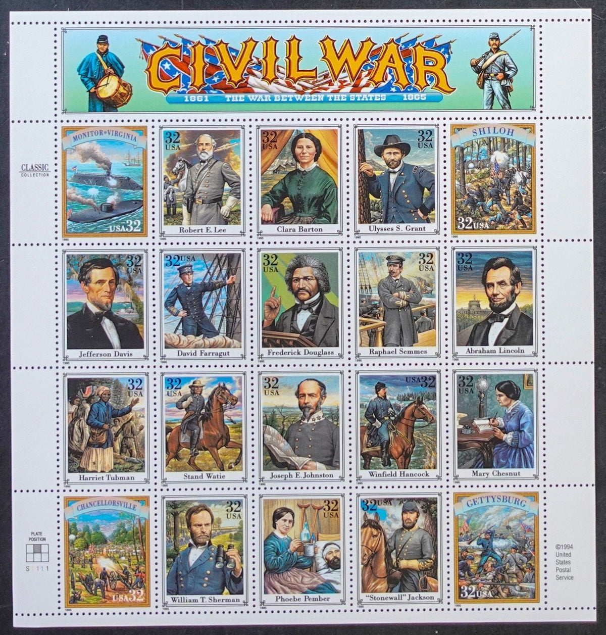 US 2975 Mint Sheet (MNH) Civil War 32-Cent 1995 ZAYIX