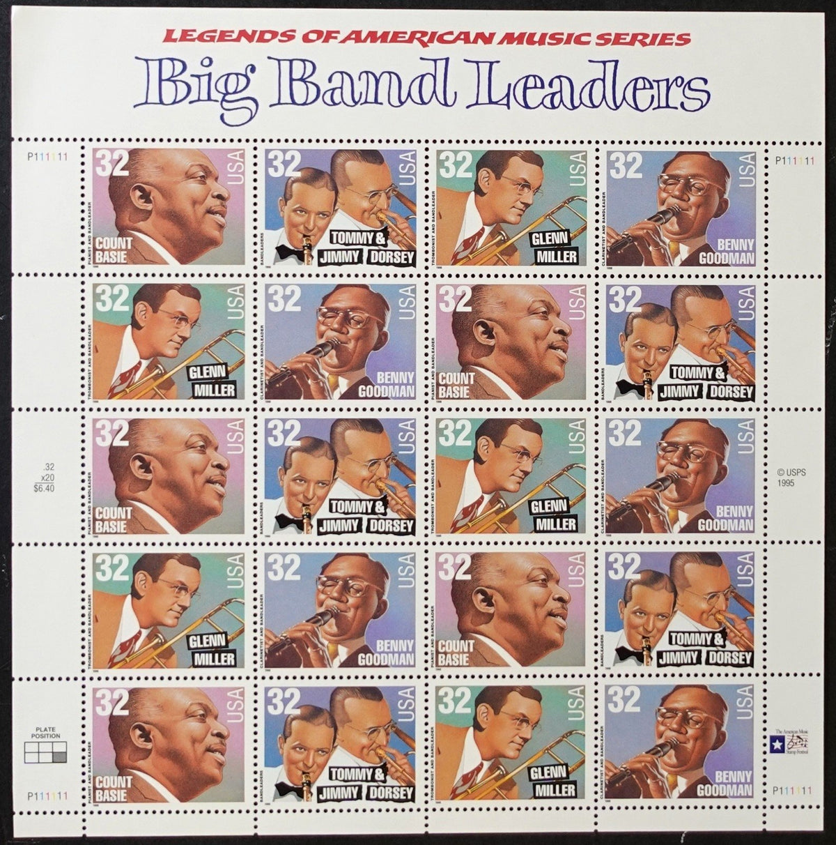 US 3096-3099 Mint Sheet (MNH) Big Band Leaders 32-Cent 1996 ZAYIX