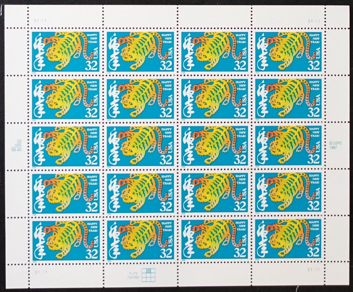 US 3179 Mint Sheet (MNH) Year Of The Tiger 32-Cent 1998 ZAYIX