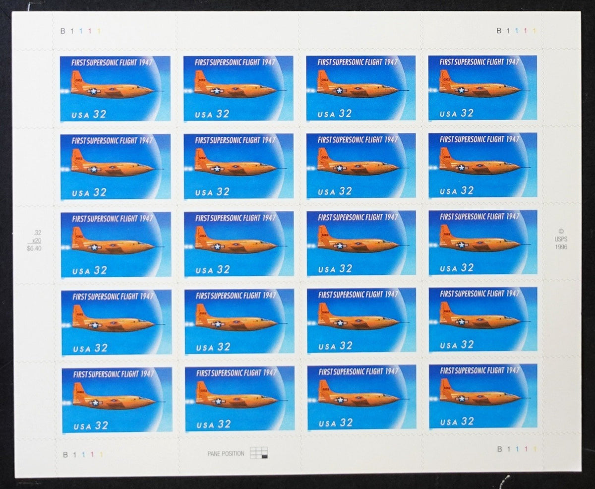 US 3173 Mint Sheet (MNH) First Supersonic Flight 32-Cent 1997 ZAYIX