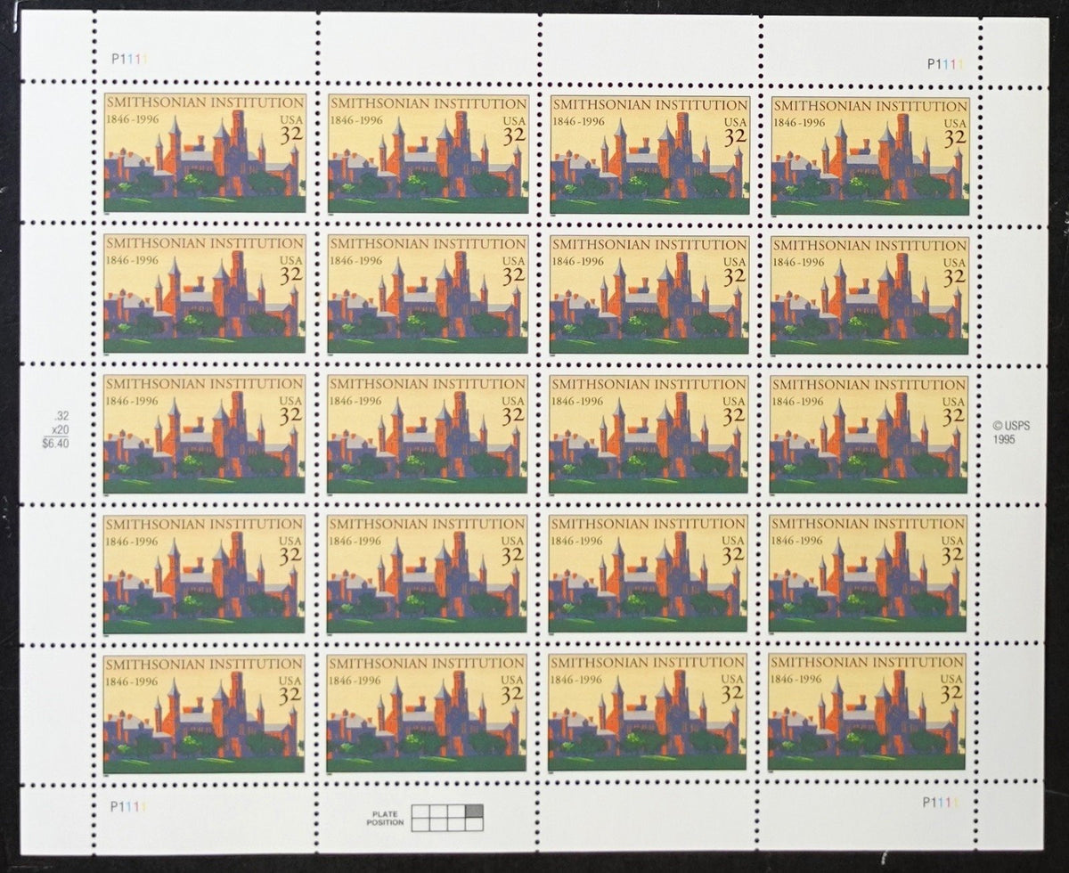 US 3059 Mint Sheet (MNH) Smithsonian Institution 150th 32-Cent 1996 ZAYIX