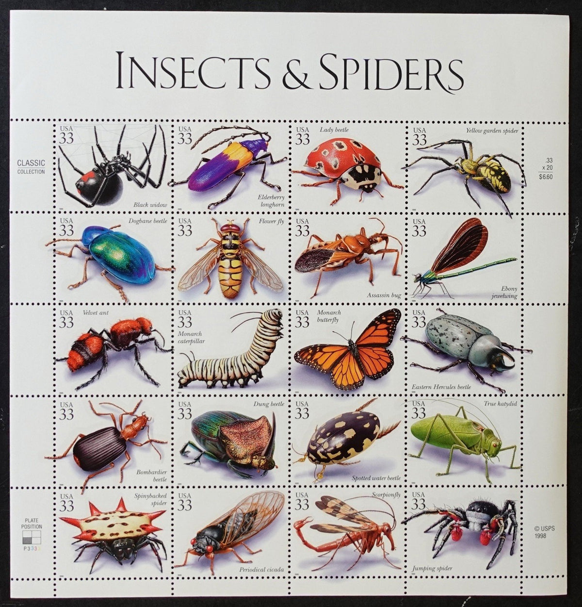 US 3351 Mint Sheet (MNH) Insects & Spiders 33-Cent 1999 ZAYIX