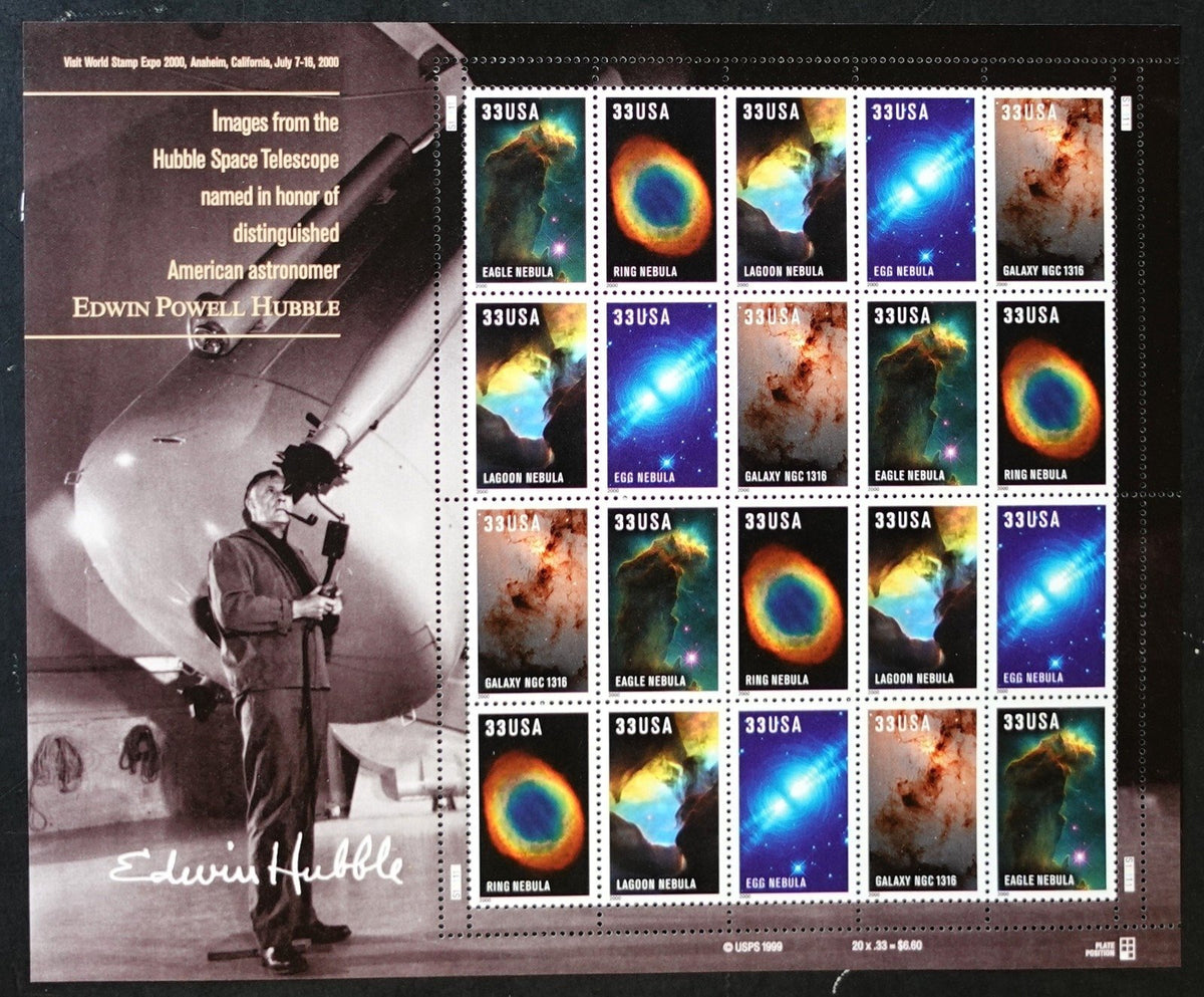 US 3384-3388 Mint Sheet (MNH) Edwin Powell Hubble 33-Cent 2000 ZAYIX