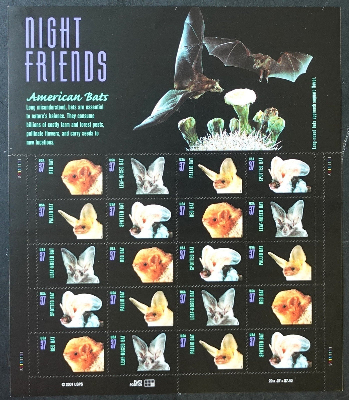 US 3661-3664 Mint Sheet (MNH) American Bats 37-Cent 2002 ZAYIX