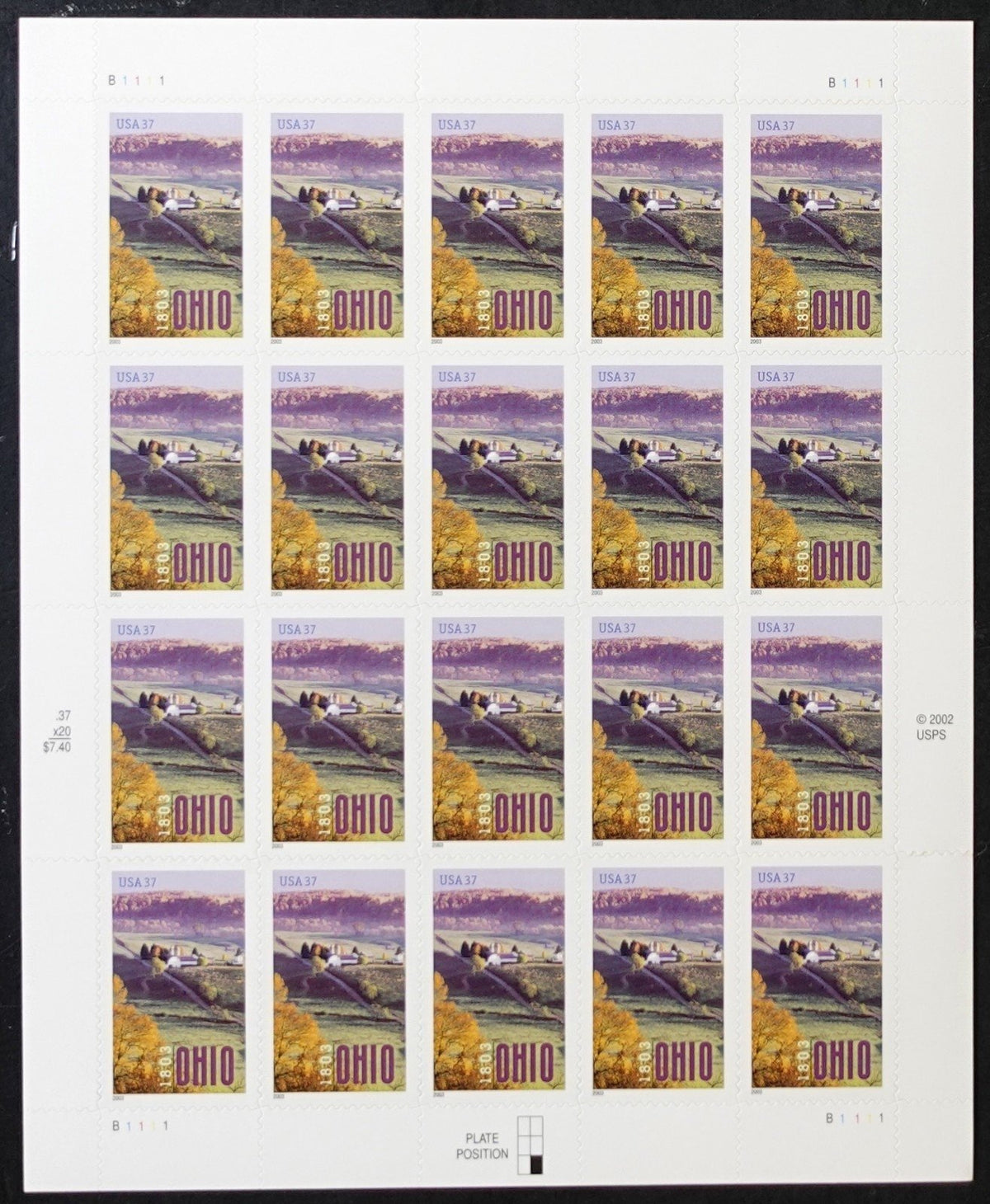 US 3773 Mint Sheet (MNH) Ohio Statehood Bicentennial 37-Cent 2003 ZAYIX