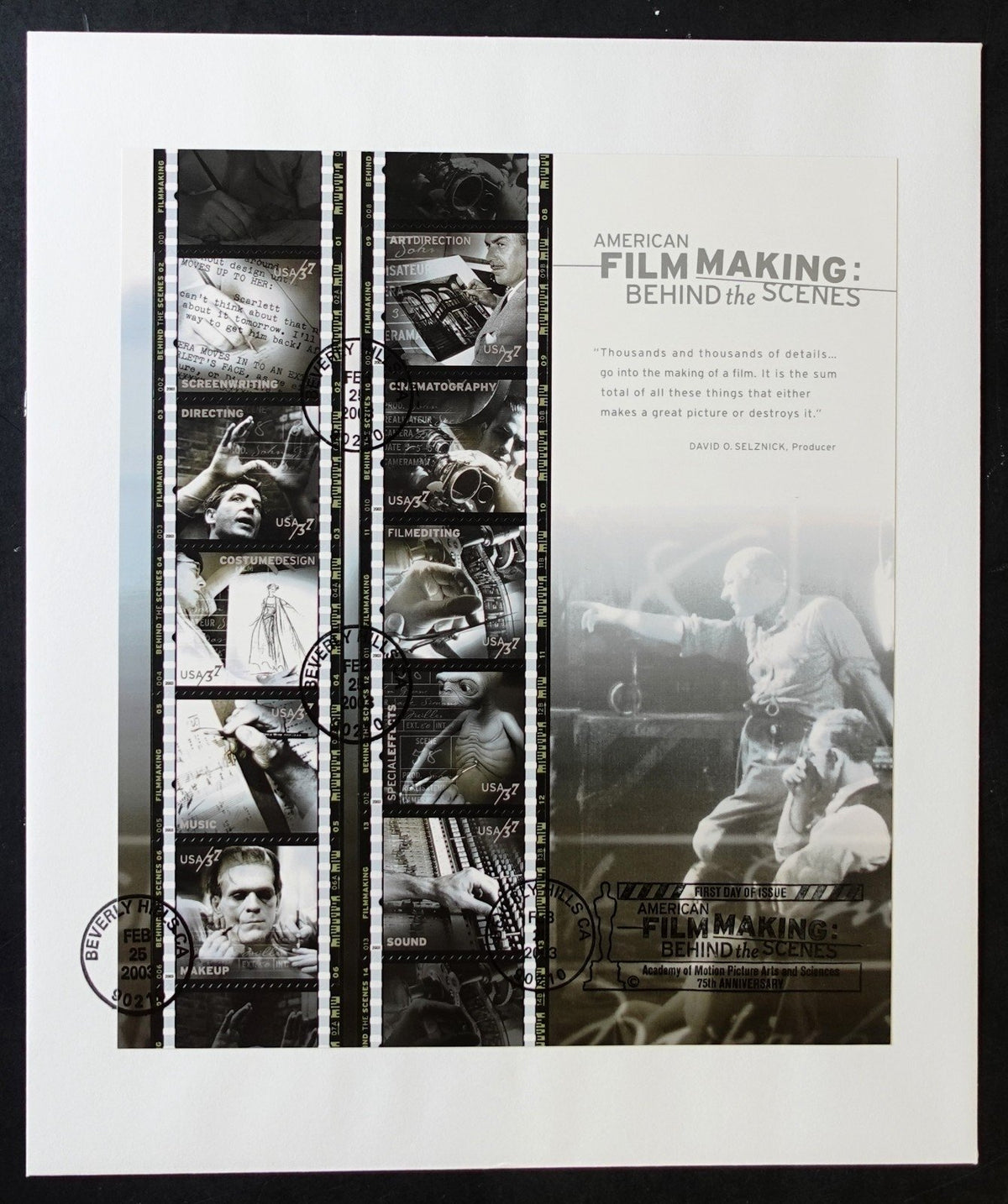US 3772 First Day Cover American Filmmaking Sheet 37-Cent 2003 ZAYIX