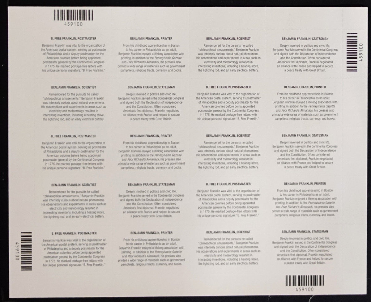 US 4021-4024 Mint Sheet (MNH) Benjamin Franklin 39-Cent 2006 ZAYIX