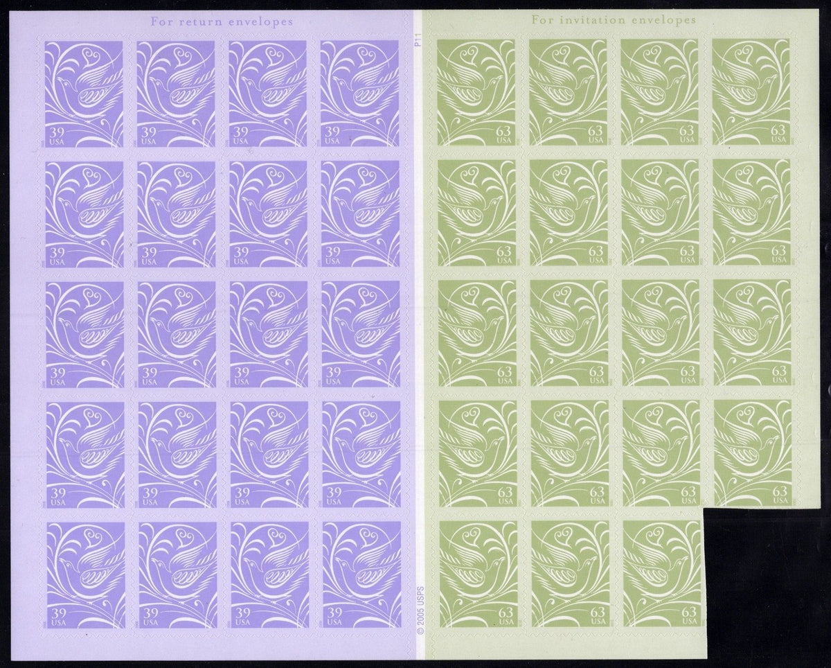 US 3998-3999 Mint Sheet (MNH) Dove Our Wedding Special Issue 39-Cent 2006 ZAYIX