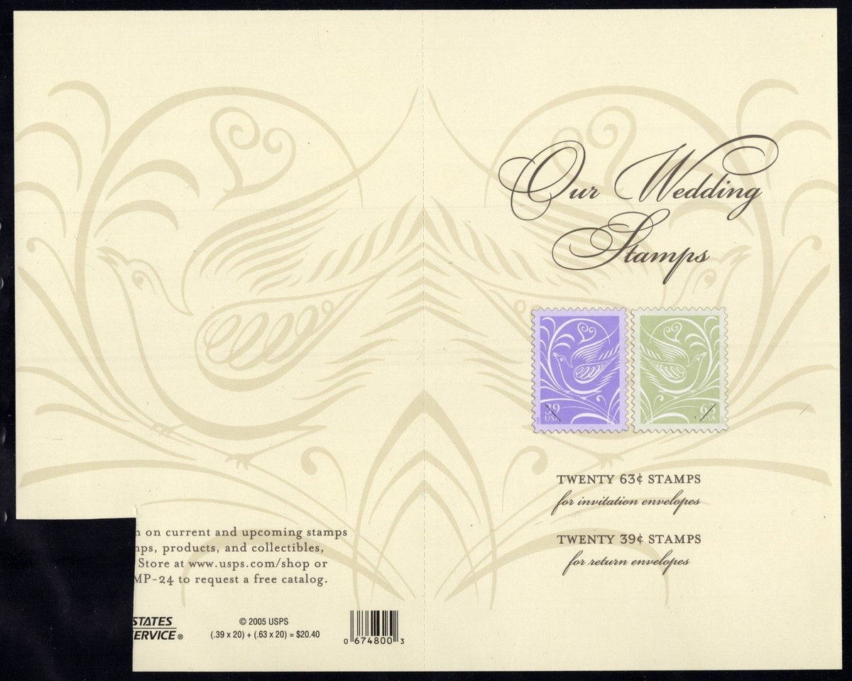 US 3998-3999 Mint Sheet (MNH) Dove Our Wedding Special Issue 39-Cent 2006 ZAYIX