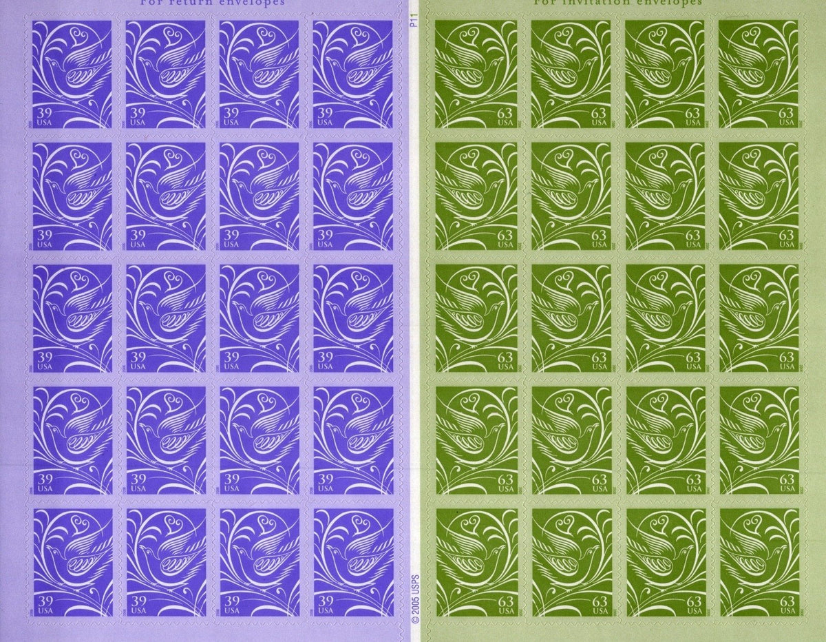 US 3998-3999 Mint Sheet (MNH) Dove Our Wedding Special Issue 39-Cent 2006 ZAYIX