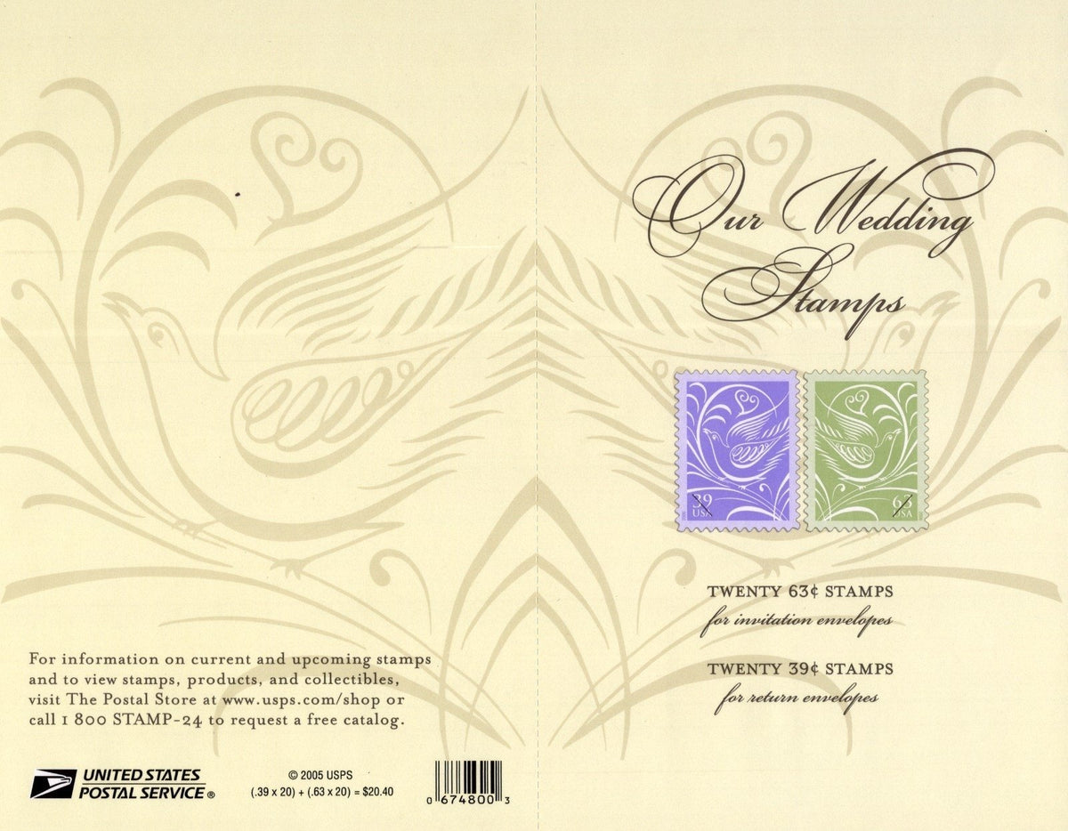 US 3998-3999 Mint Sheet (MNH) Dove Our Wedding Special Issue 39-Cent 2006 ZAYIX