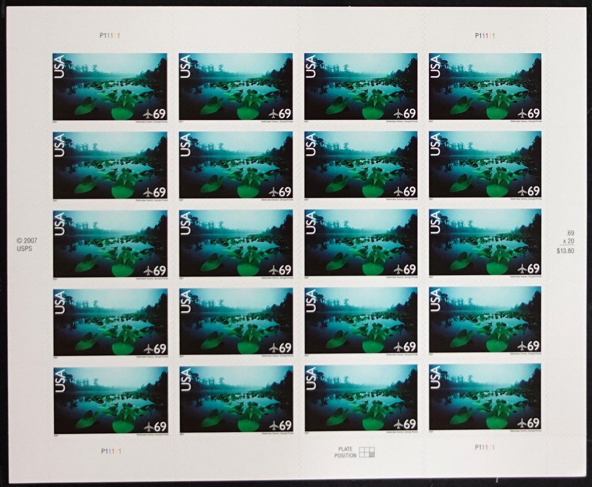 US C142 Mint Sheet (MNH) American Landscapes Okefenokee Swamp 69-Cent 2007 ZAYIX