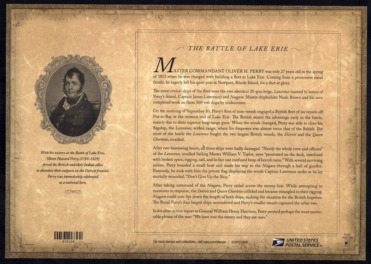 US 4805 Mint Sheet (MNH) Battle Of Lake Erie Forever Stamp 2013 ZAYIX