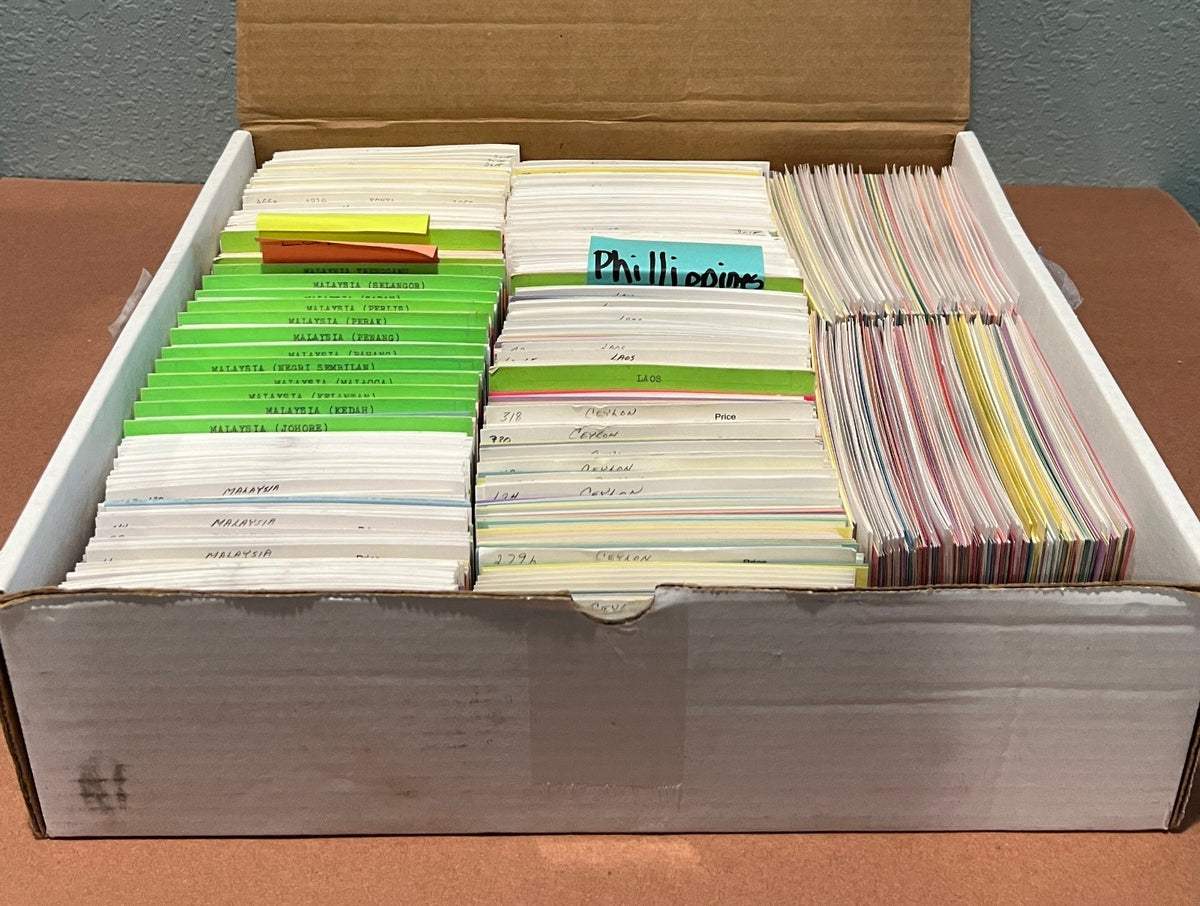 Asia Countries Stamp Collection On Thousands of Dealer Cards Mint & Used ZAYIX