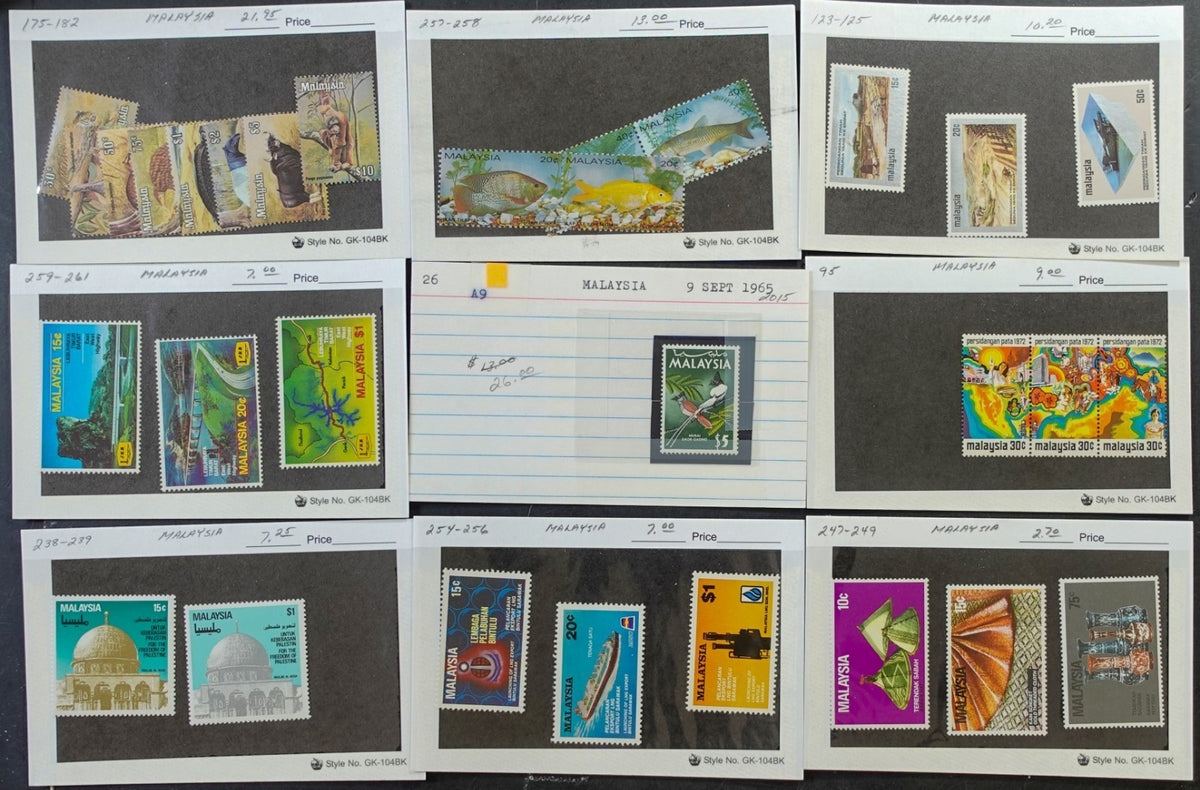 Asia Countries Stamp Collection On Thousands of Dealer Cards Mint & Used ZAYIX