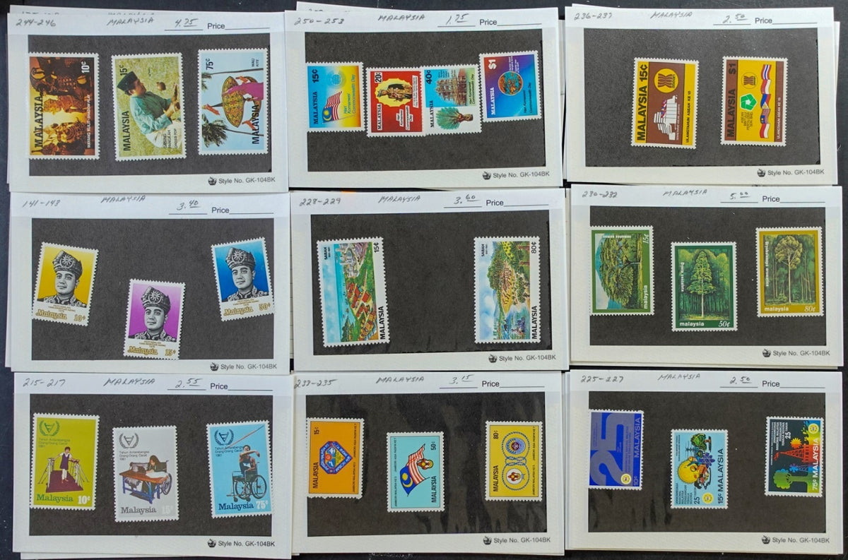 Asia Countries Stamp Collection On Thousands of Dealer Cards Mint & Used ZAYIX