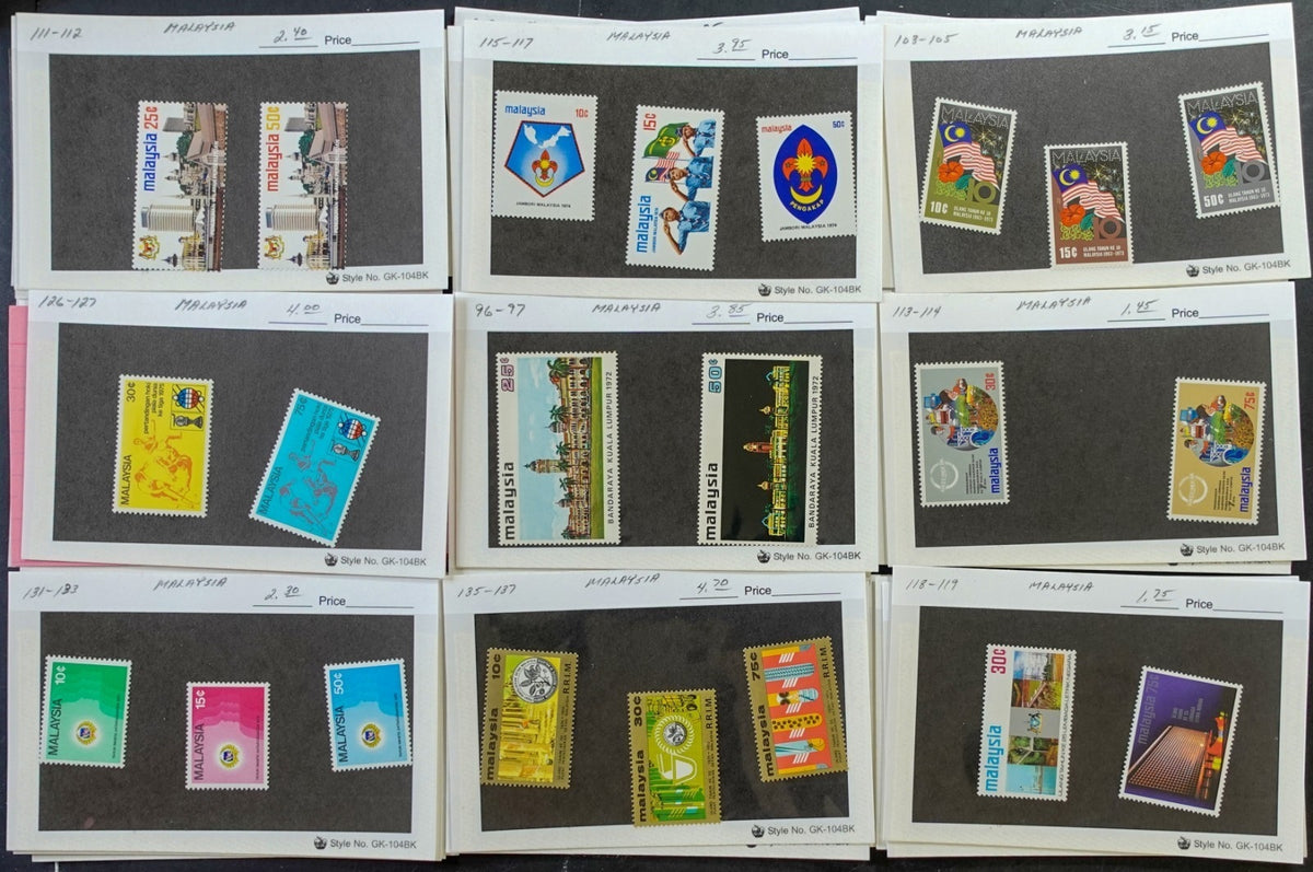 Asia Countries Stamp Collection On Thousands of Dealer Cards Mint & Used ZAYIX