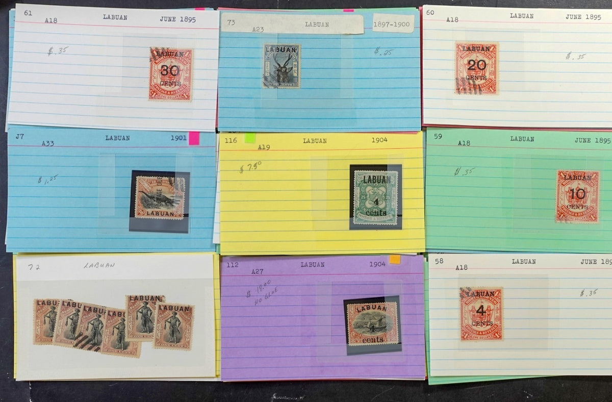 Asia Countries Stamp Collection On Thousands of Dealer Cards Mint & Used ZAYIX