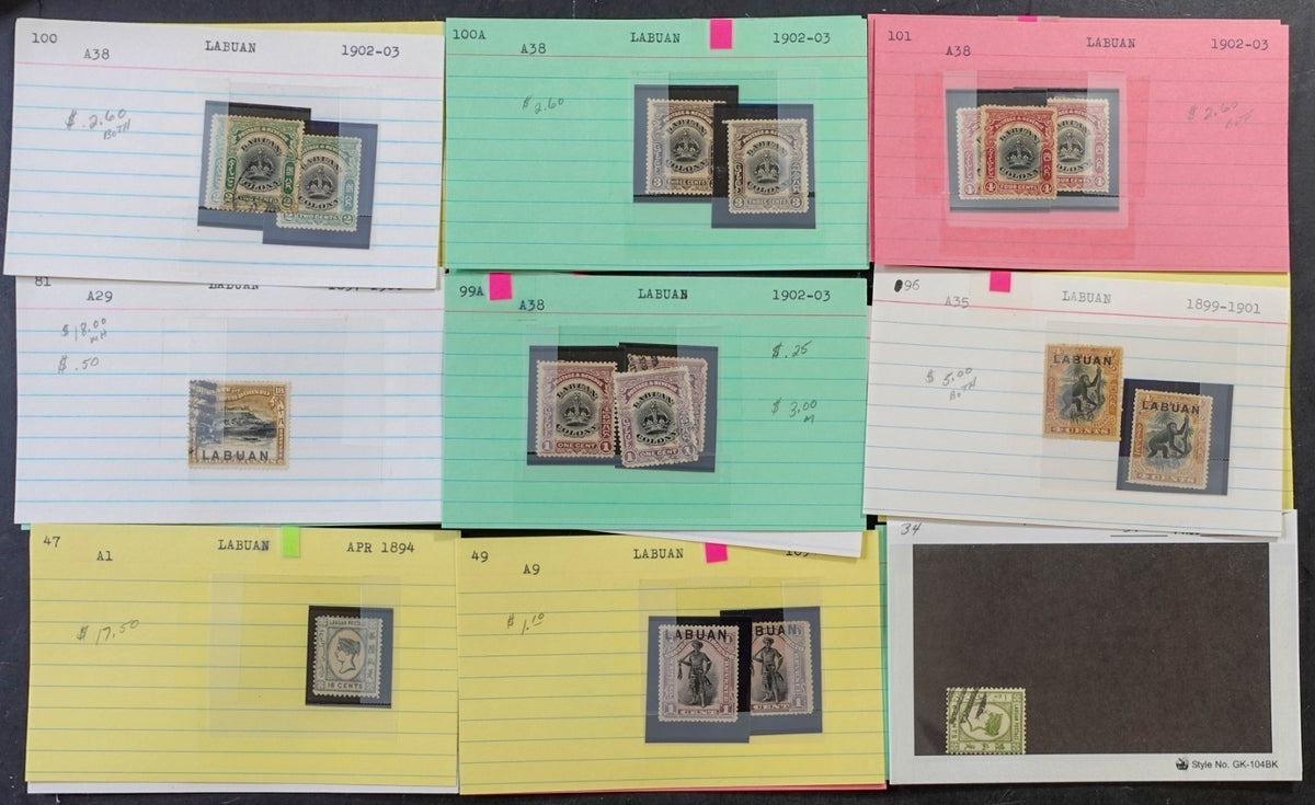 Asia Countries Stamp Collection On Thousands of Dealer Cards Mint & Used ZAYIX
