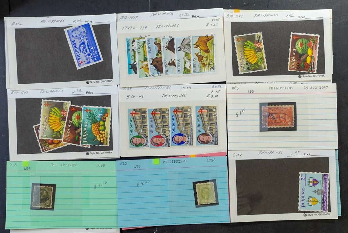 Asia Countries Stamp Collection On Thousands of Dealer Cards Mint & Used ZAYIX