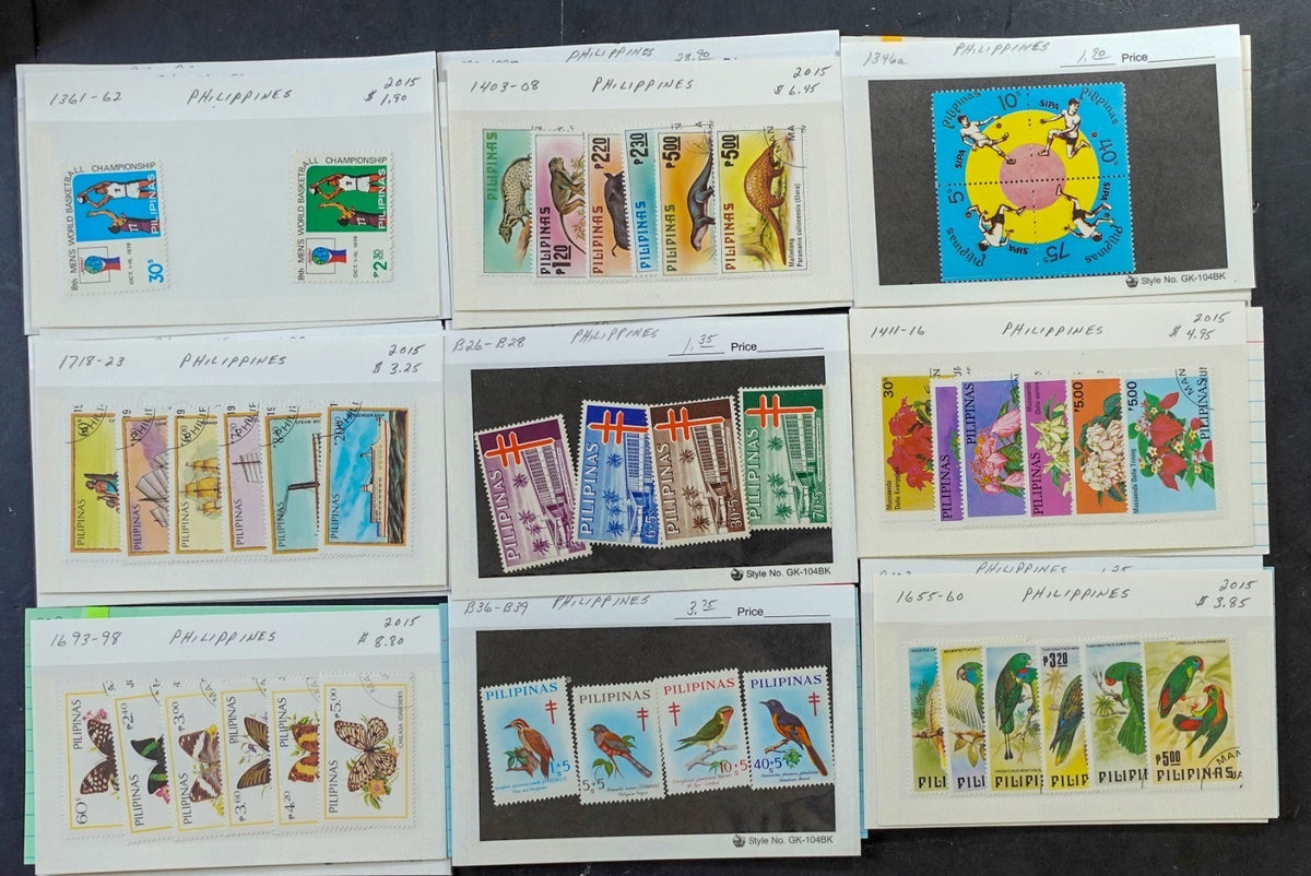 Asia Countries Stamp Collection On Thousands of Dealer Cards Mint & Used ZAYIX