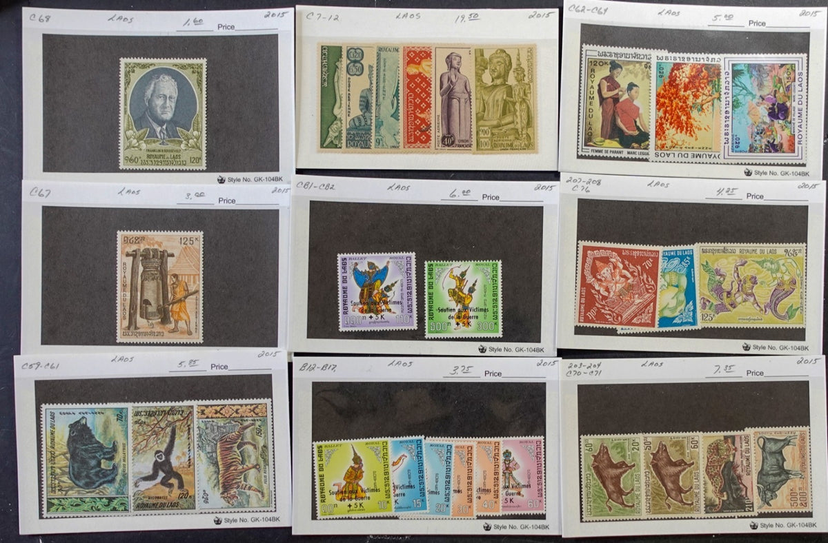 Asia Countries Stamp Collection On Thousands of Dealer Cards Mint & Used ZAYIX