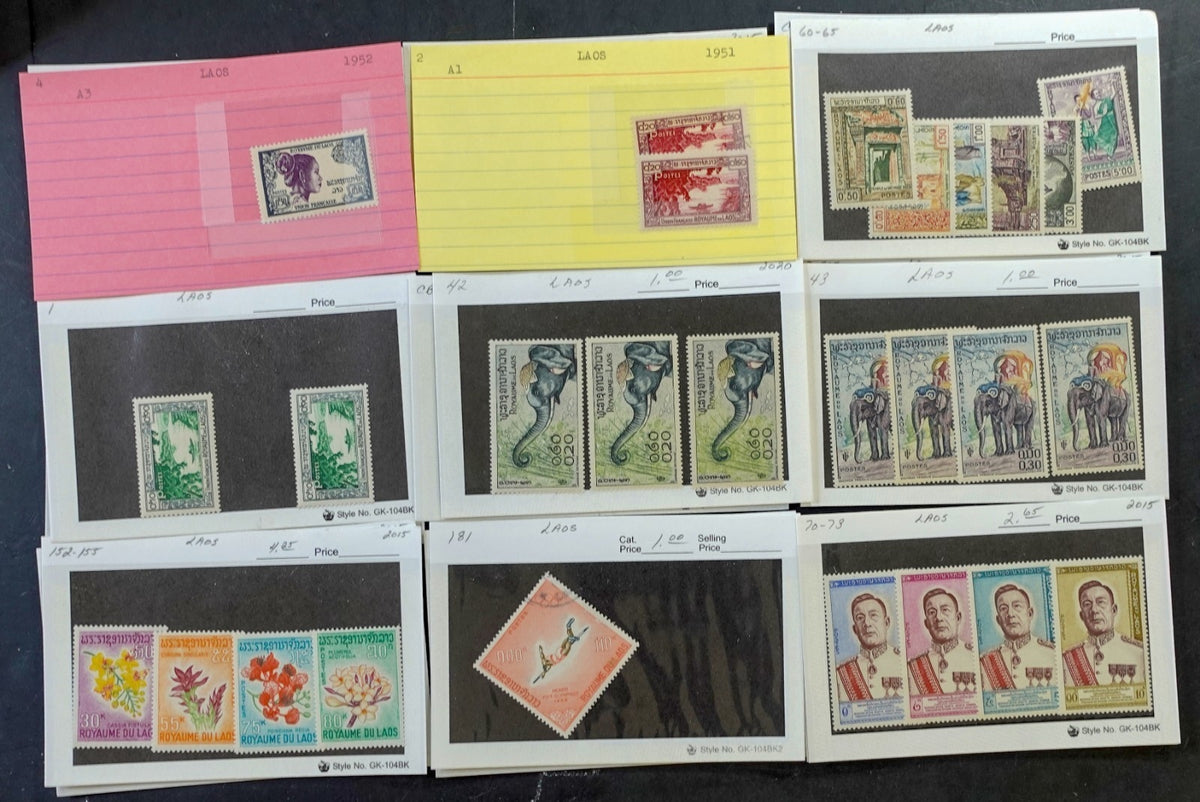 Asia Countries Stamp Collection On Thousands of Dealer Cards Mint & Used ZAYIX