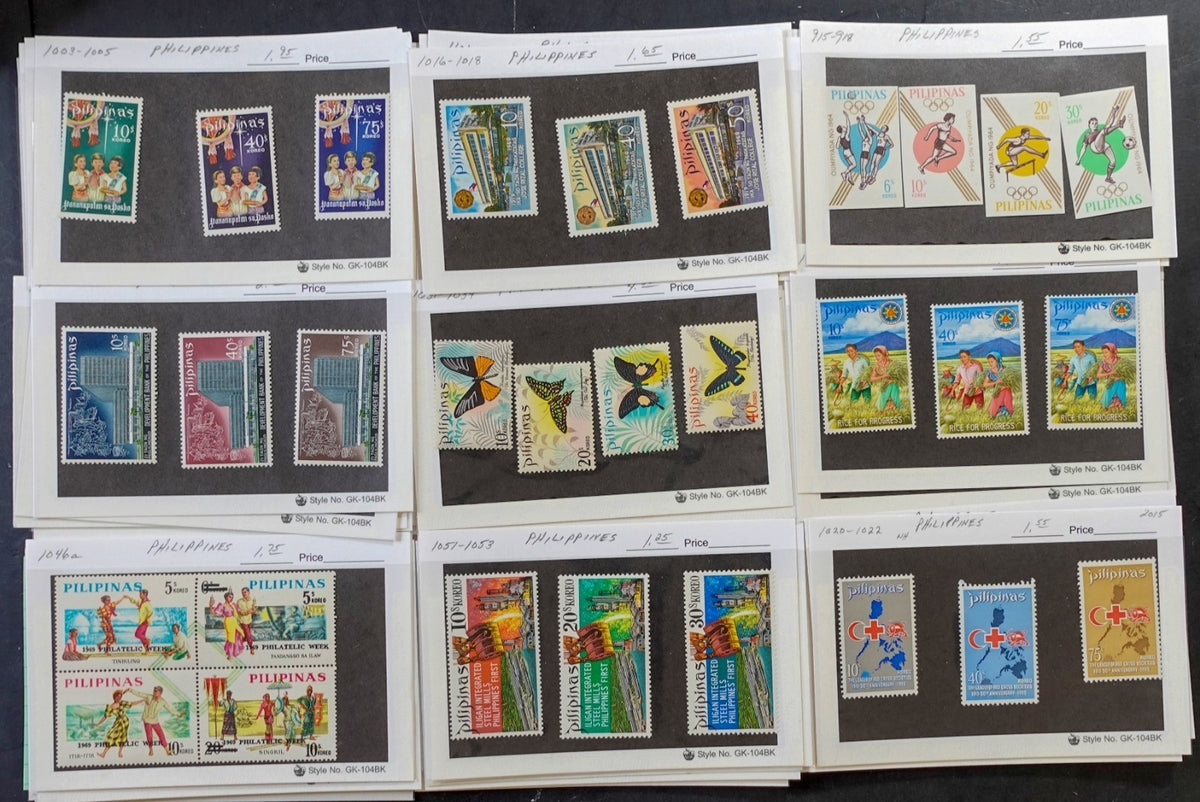 Asia Countries Stamp Collection On Thousands of Dealer Cards Mint & Used ZAYIX