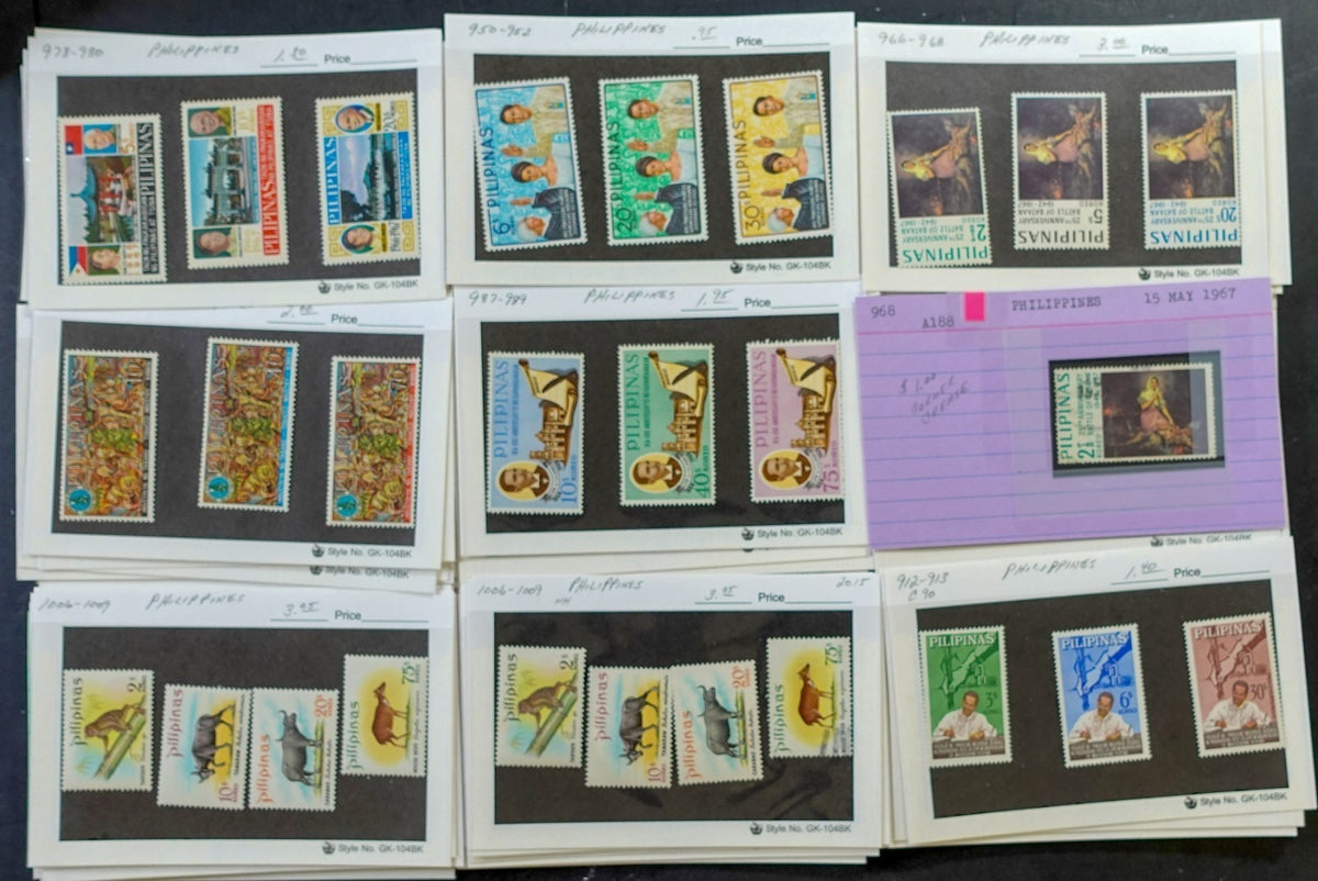 Asia Countries Stamp Collection On Thousands of Dealer Cards Mint & Used ZAYIX