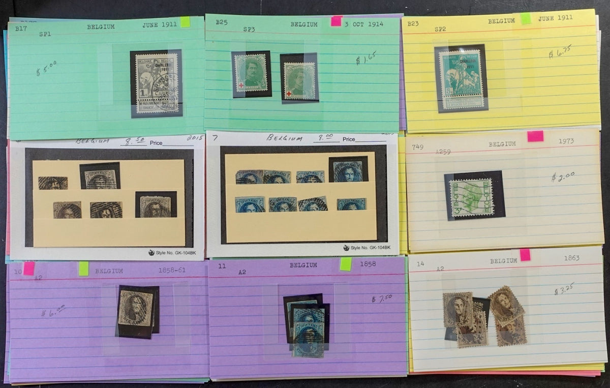 Belgium & Commonwealth Stamp Collection On Dealer Cards Mint & Used ZAYIX