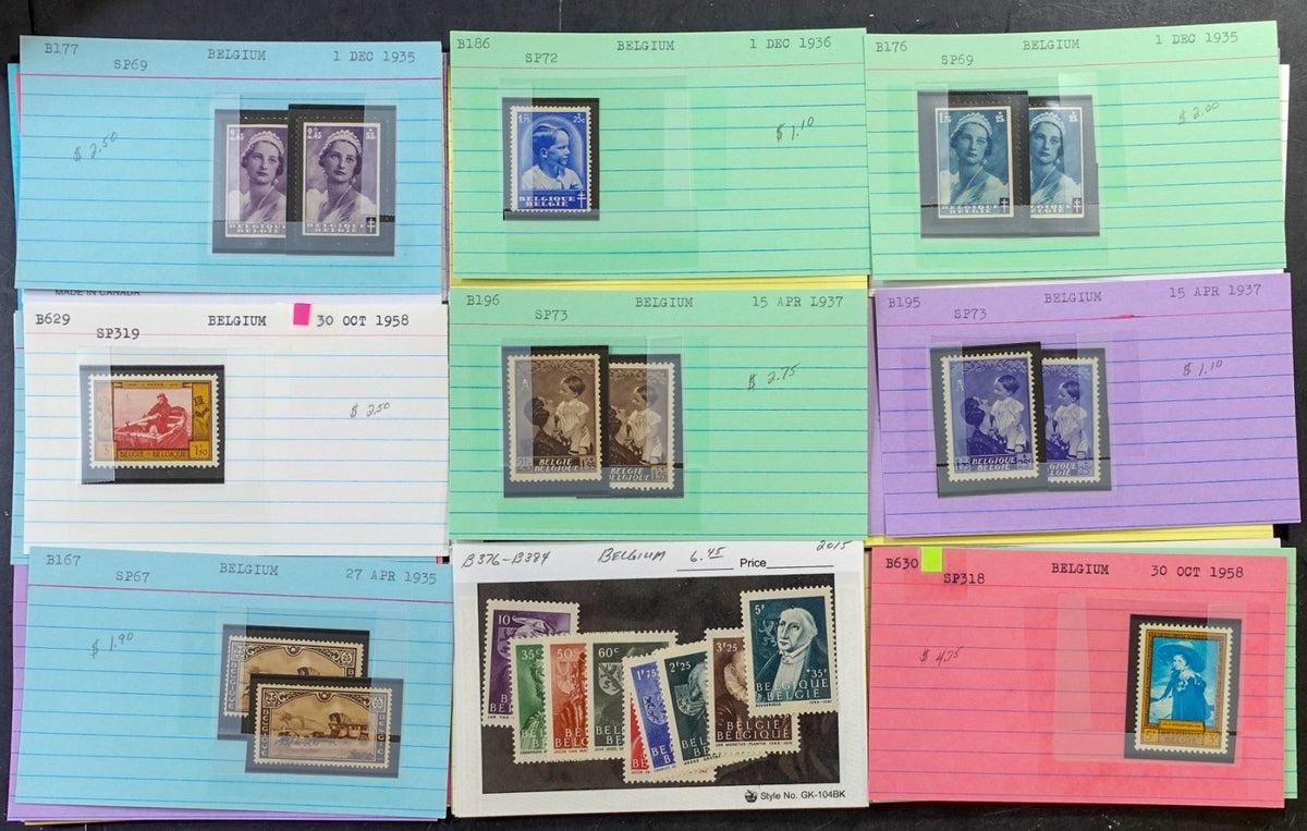 Belgium & Commonwealth Stamp Collection On Dealer Cards Mint & Used ZAYIX