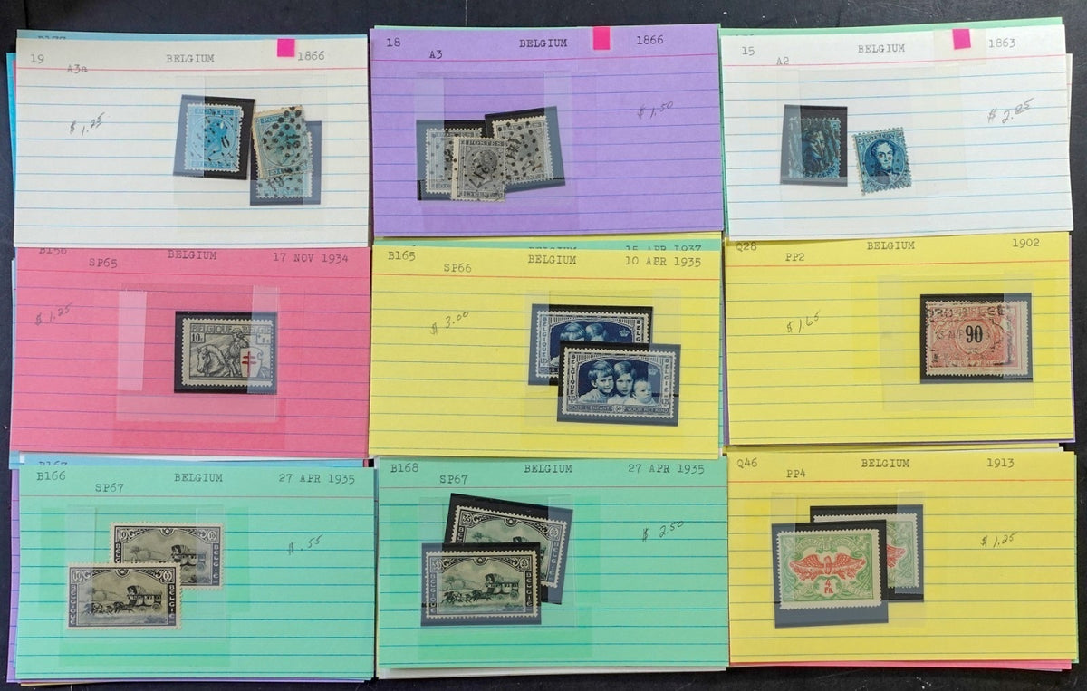 Belgium & Commonwealth Stamp Collection On Dealer Cards Mint & Used ZAYIX