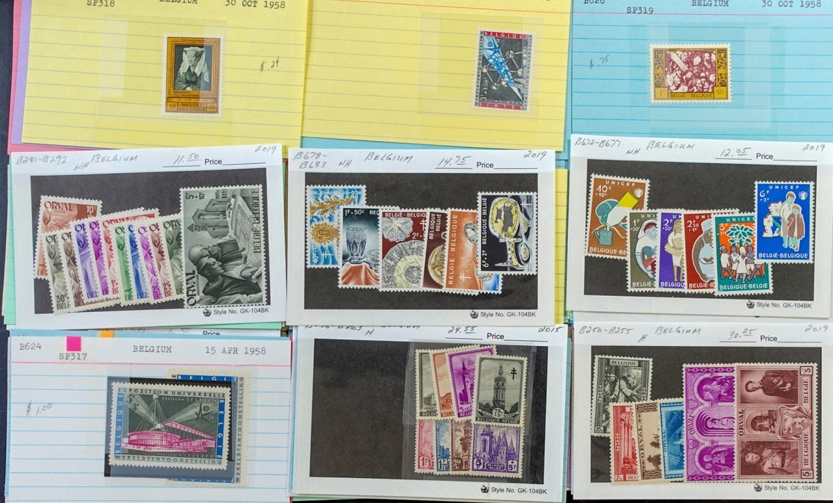 Belgium & Commonwealth Stamp Collection On Dealer Cards Mint & Used ZAYIX