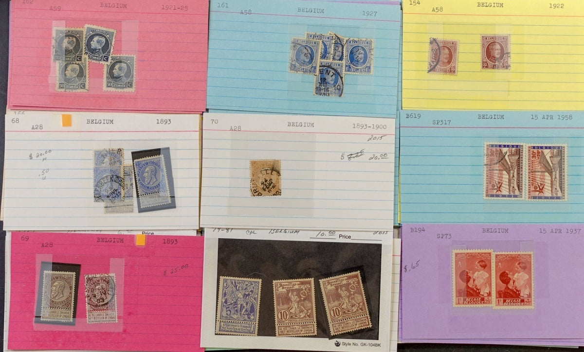 Belgium & Commonwealth Stamp Collection On Dealer Cards Mint & Used ZAYIX