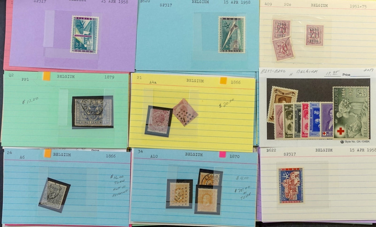 Belgium & Commonwealth Stamp Collection On Dealer Cards Mint & Used ZAYIX