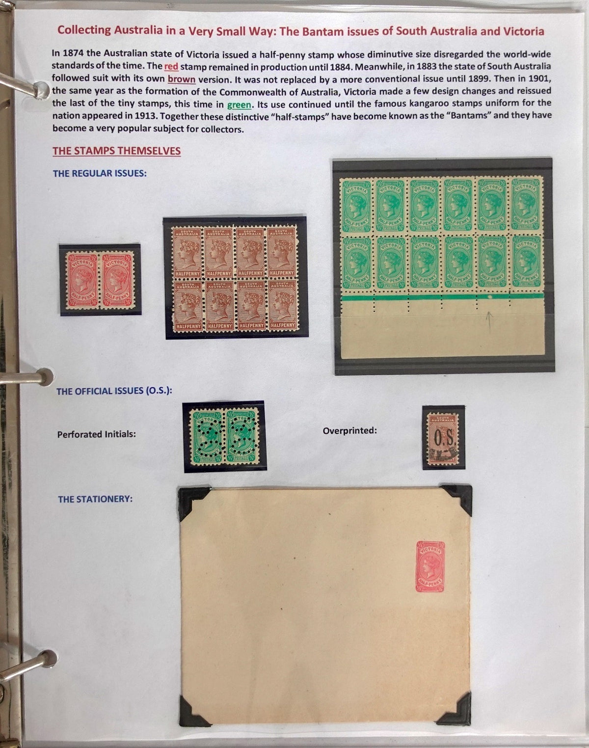 Australia Bantam Issues South Australia & Victoria Stamp Collection Album ZAYIX