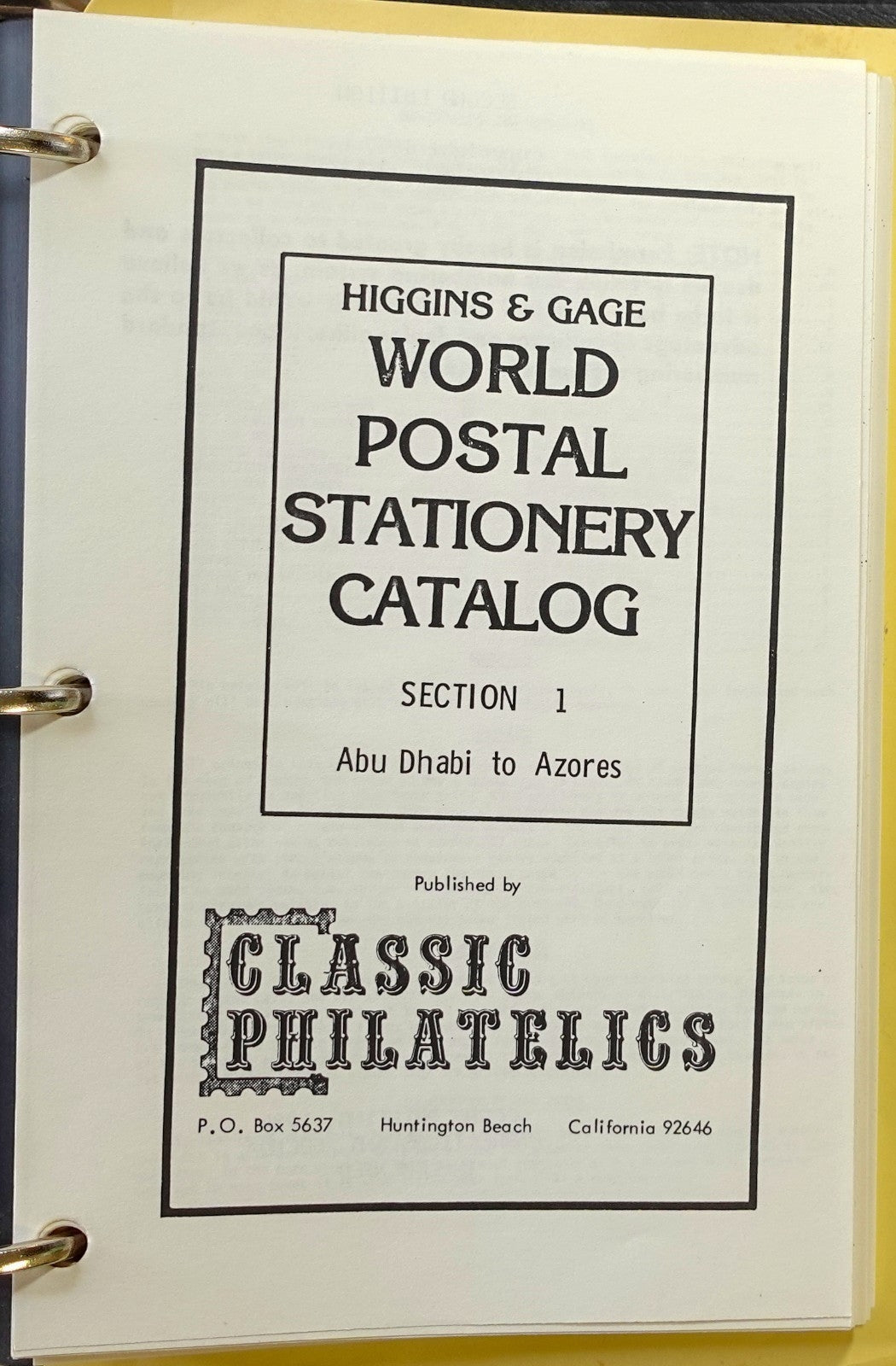 Higgins & Gage World Postal Stationery Catalogs A-Z ZAYIX